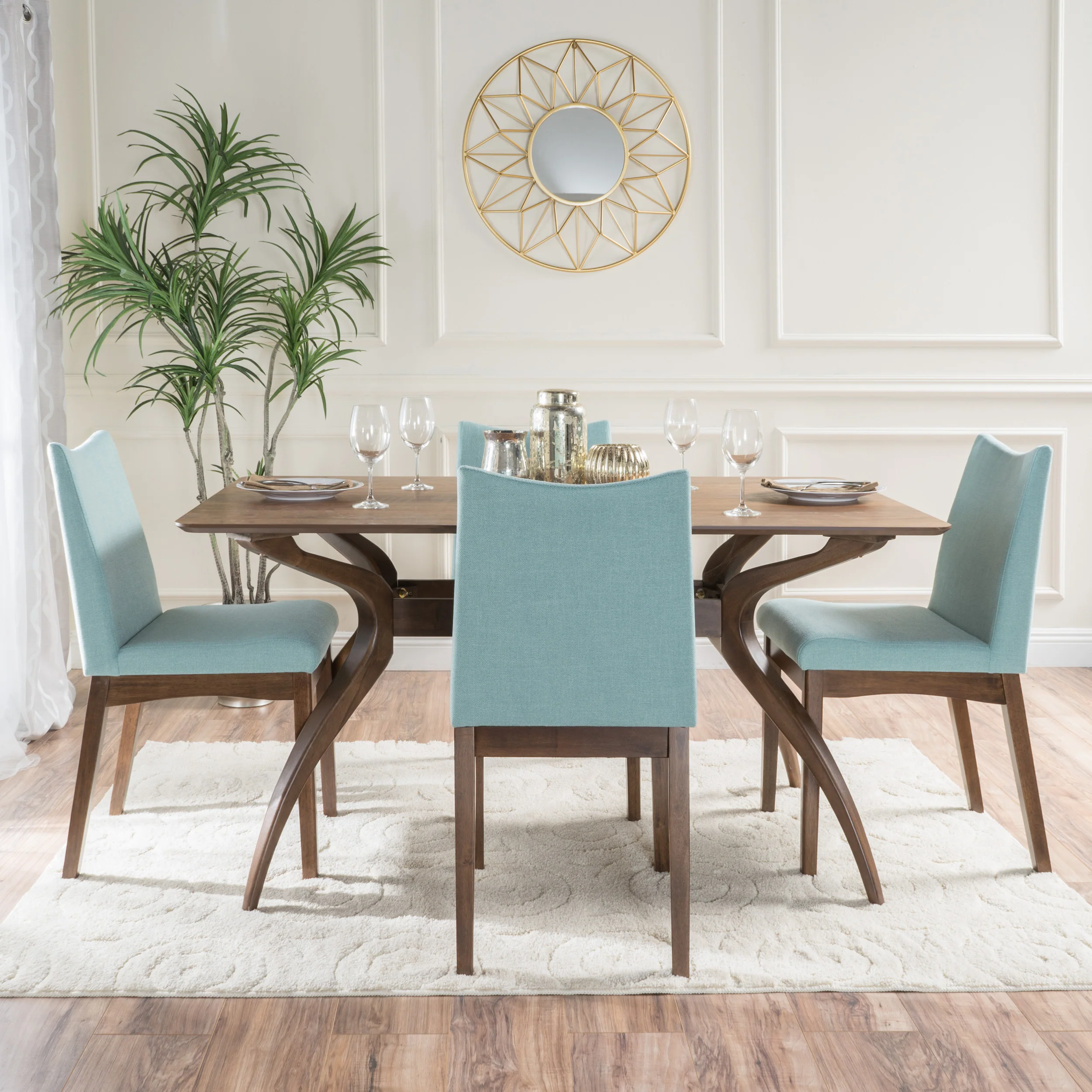 Gertrude Mid-Century Modern 4 Seater Dining Set - furnishings