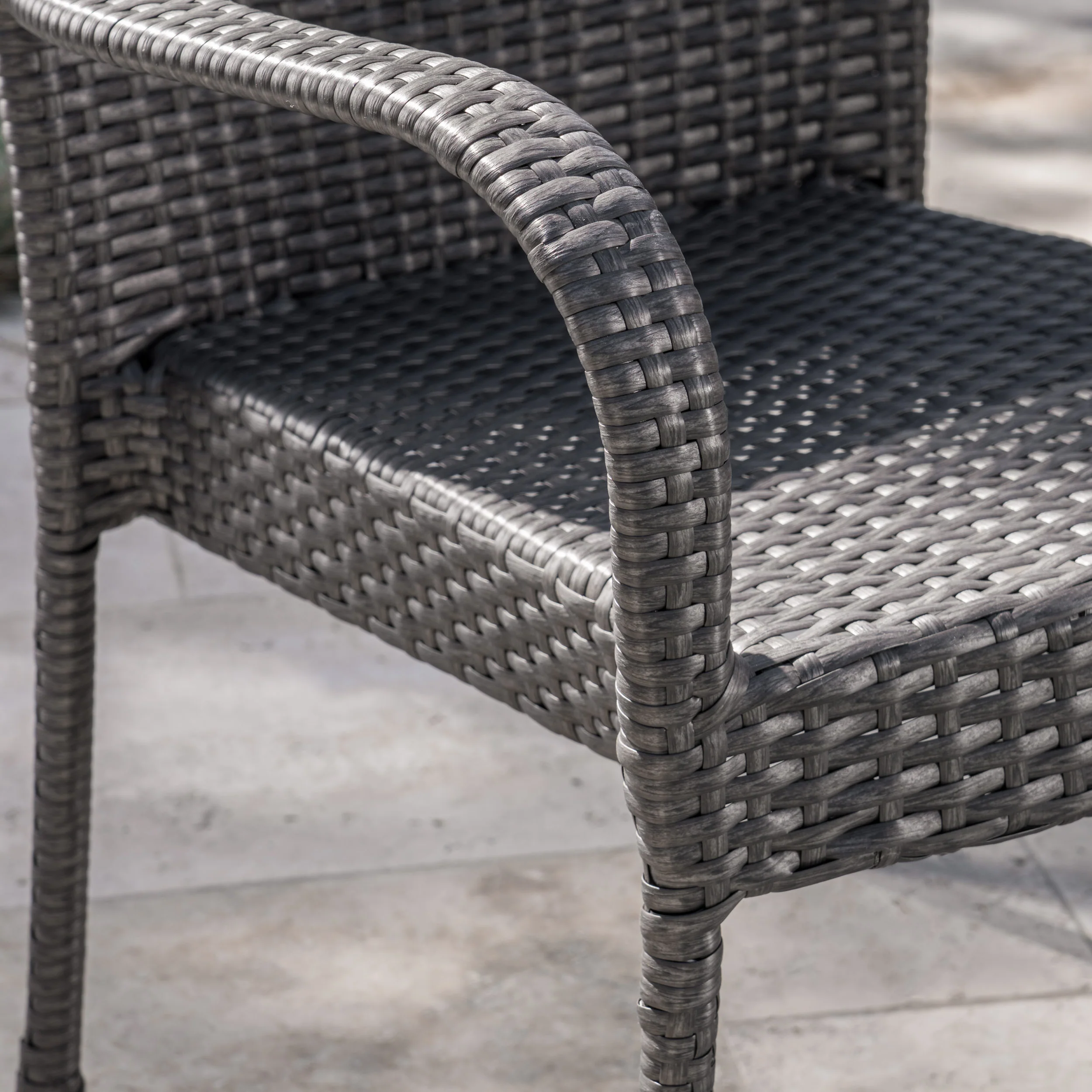 Fiona Outdoor 6 Piece Wicker Dining Set with Concrete Dining Table and Bench - furnishings