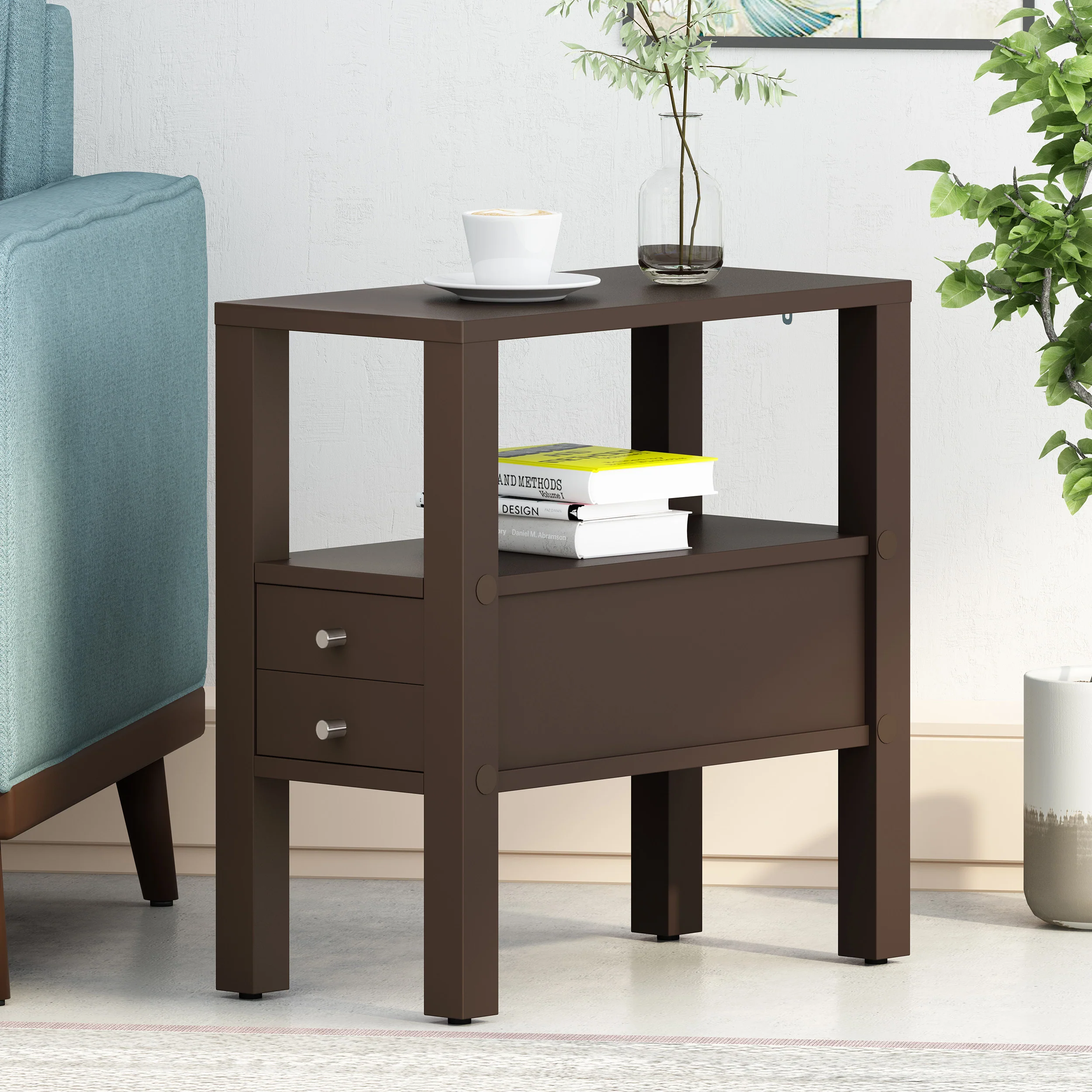 Stroble Contemporary Wooden Side Table with Drawer - furnishings
