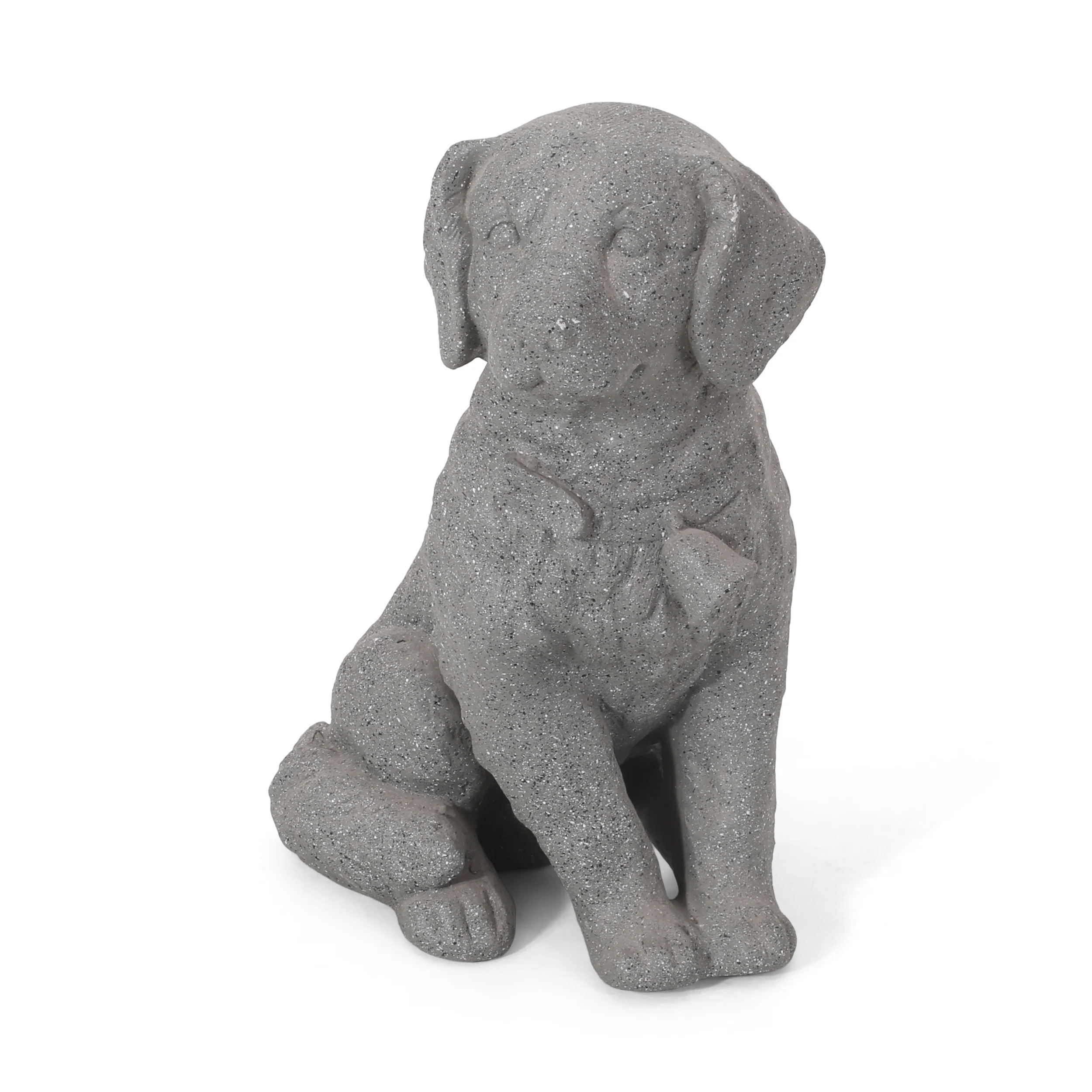 Gary Outdoor Dog Garden Statue, Stone Gray - furnishings