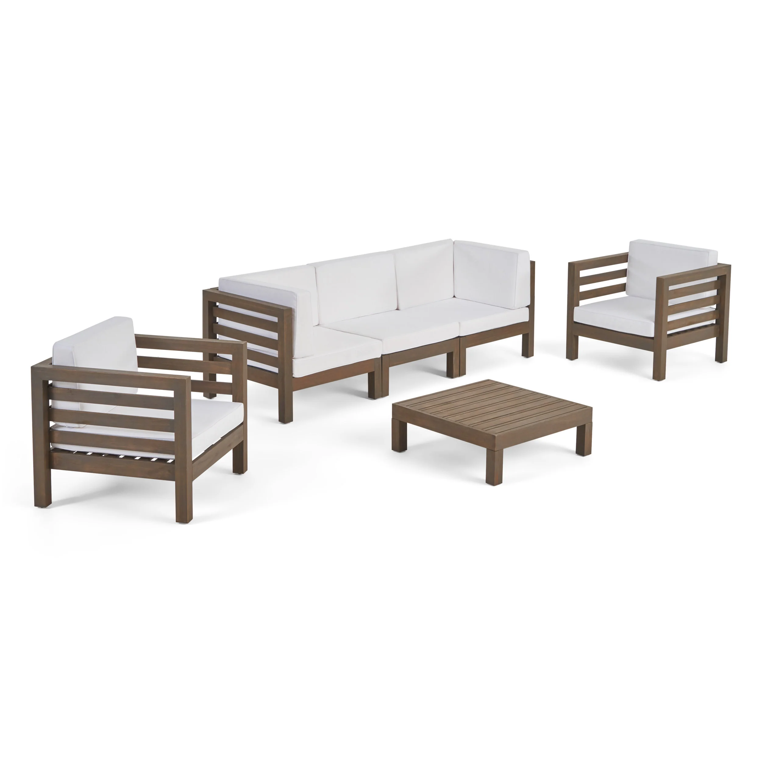 Emma Outdoor 5 Seater Acacia Wood Sofa Chat Set - furnishings