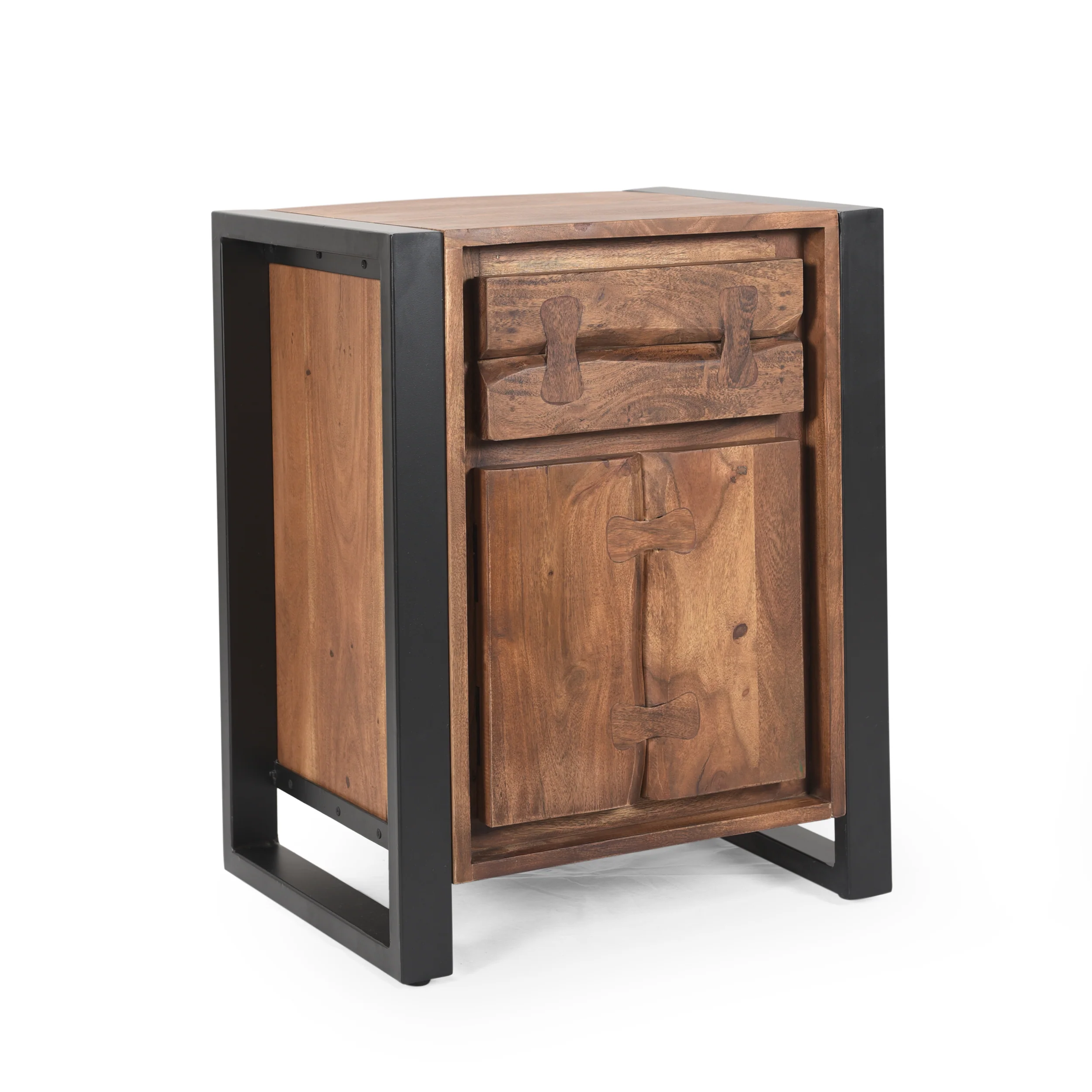 Raiya Handcrafted Boho Acacia Wood Cabinet - furnishings