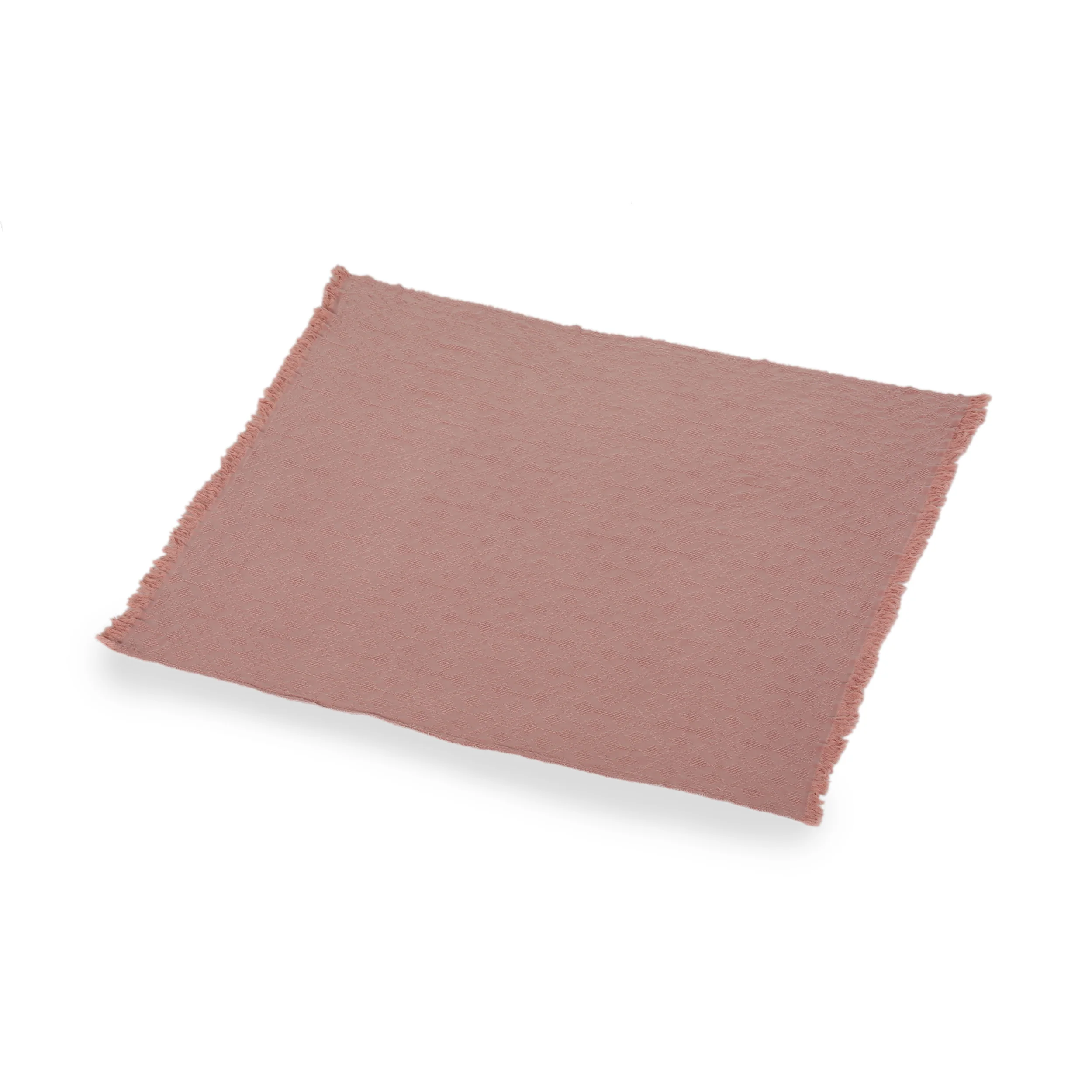 Fontana Contemporary Cotton Throw Blanket with Fringes, Dusty Pink - furnishings