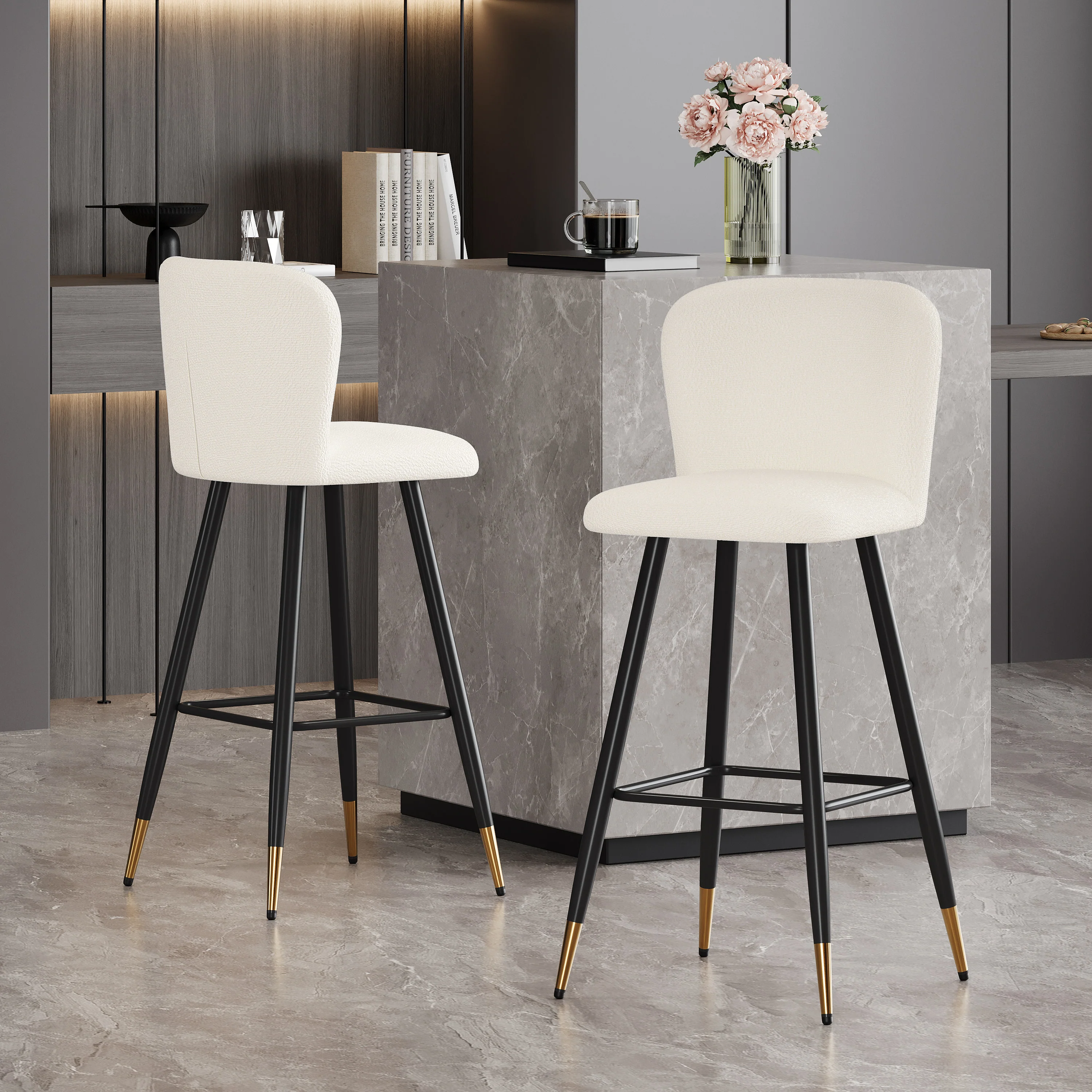 Orion Upholstered Bar Stools with Footrest - furnishings