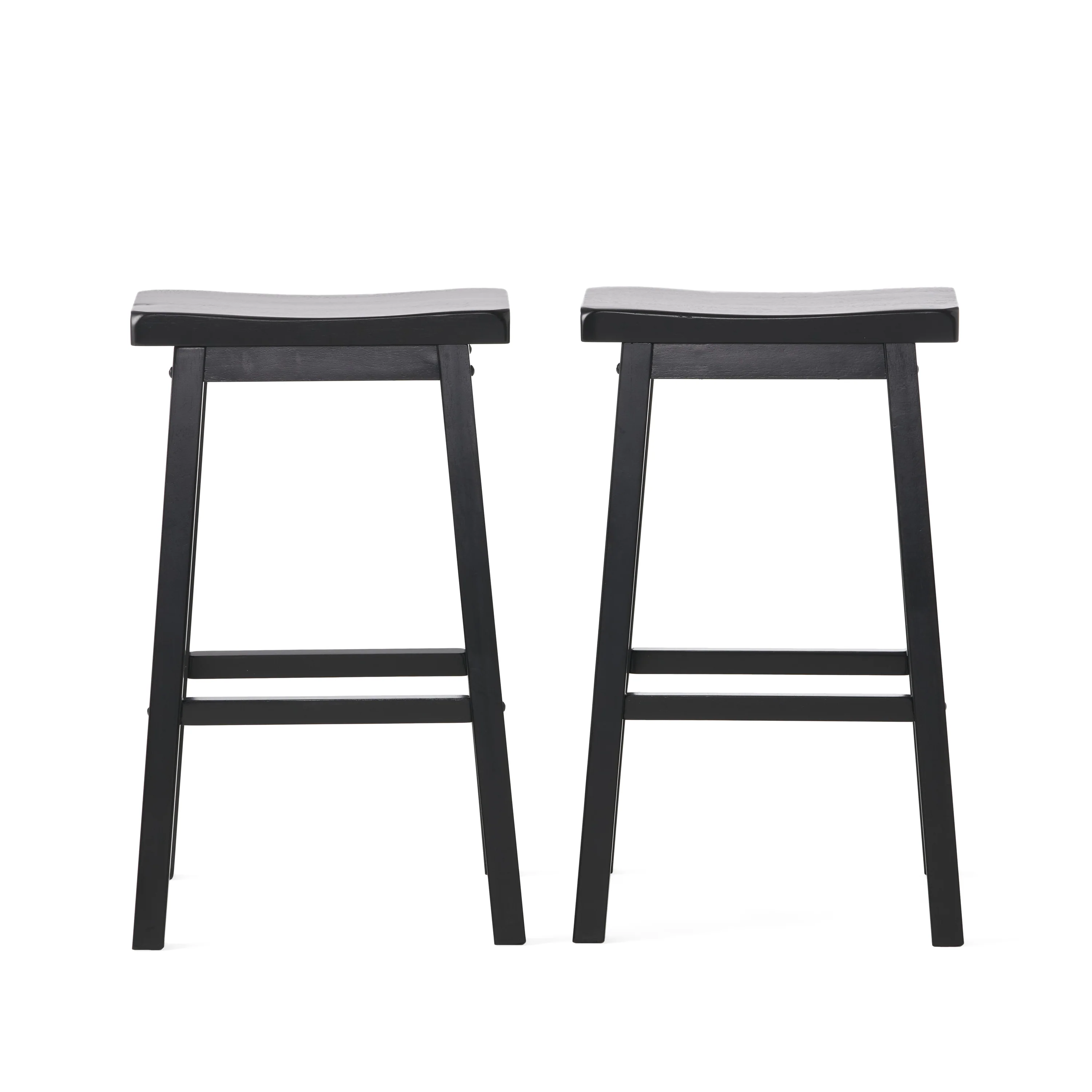 Toluca Farmhouse 29-Inch Black Wood Saddle Barstools (Set of 2) - furnishings