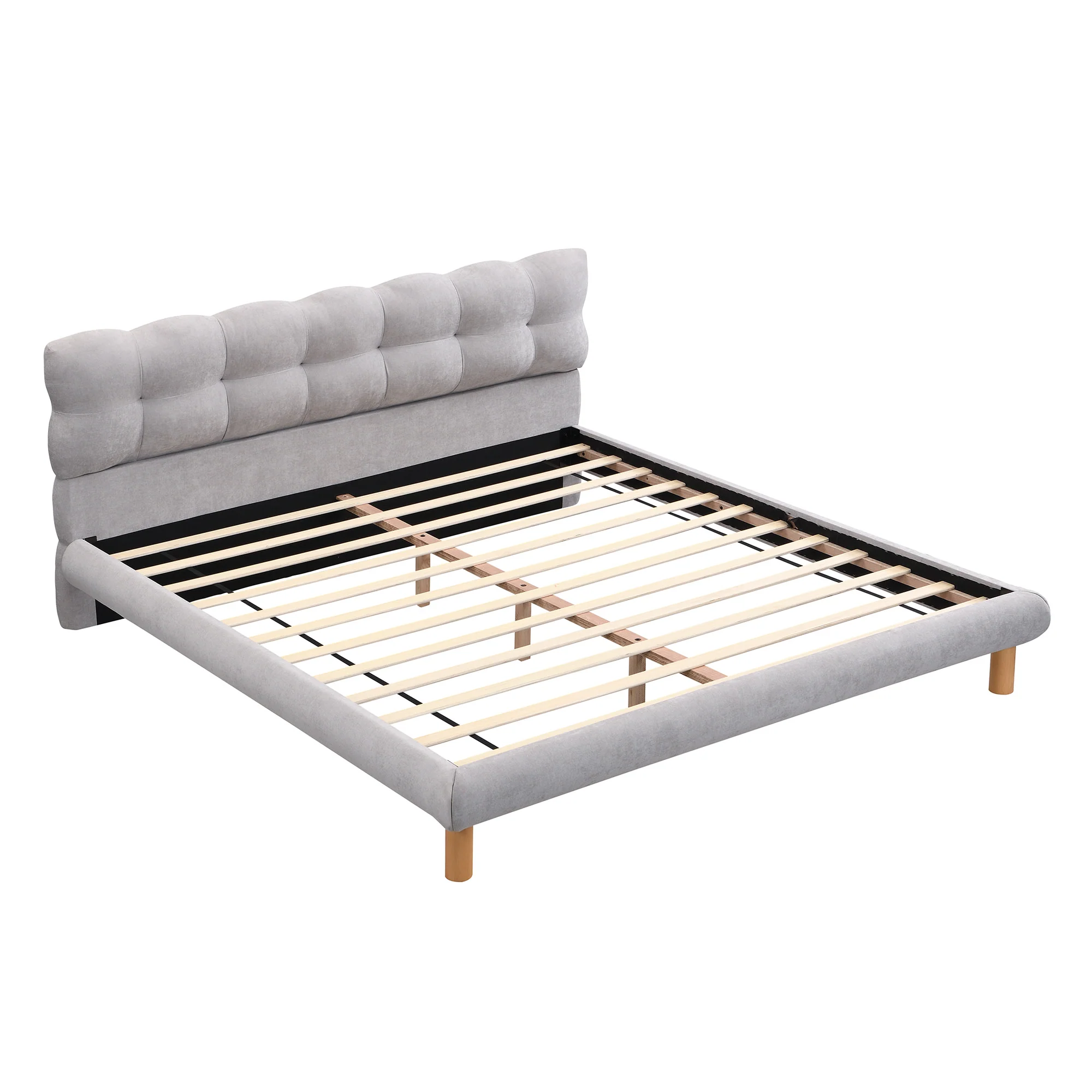 Caldwin Modern Upholstered Chenille Platform Bed with Headboard - furnishings