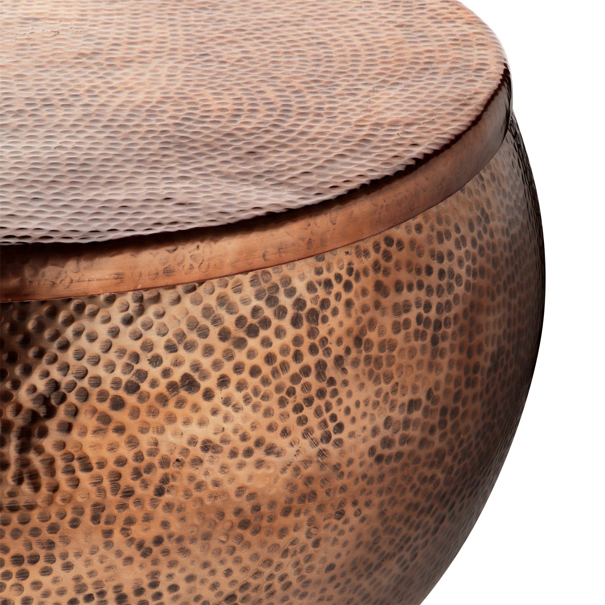 Jessika Modern Round Hammered Aluminum Storage Coffee Table - furnishings