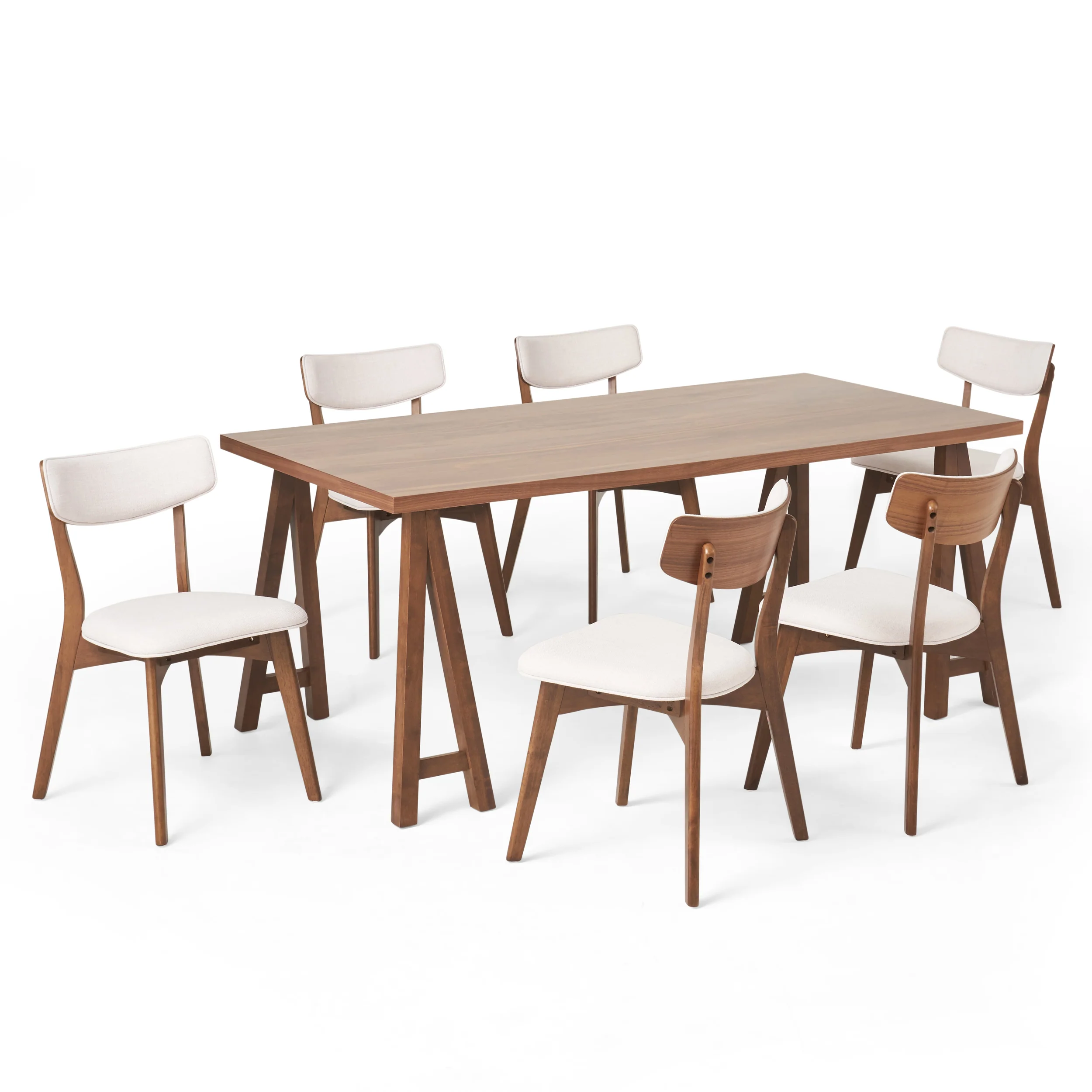 Turat Mid-Century Modern 7 Piece Dining Set with A-Frame Table - furnishings
