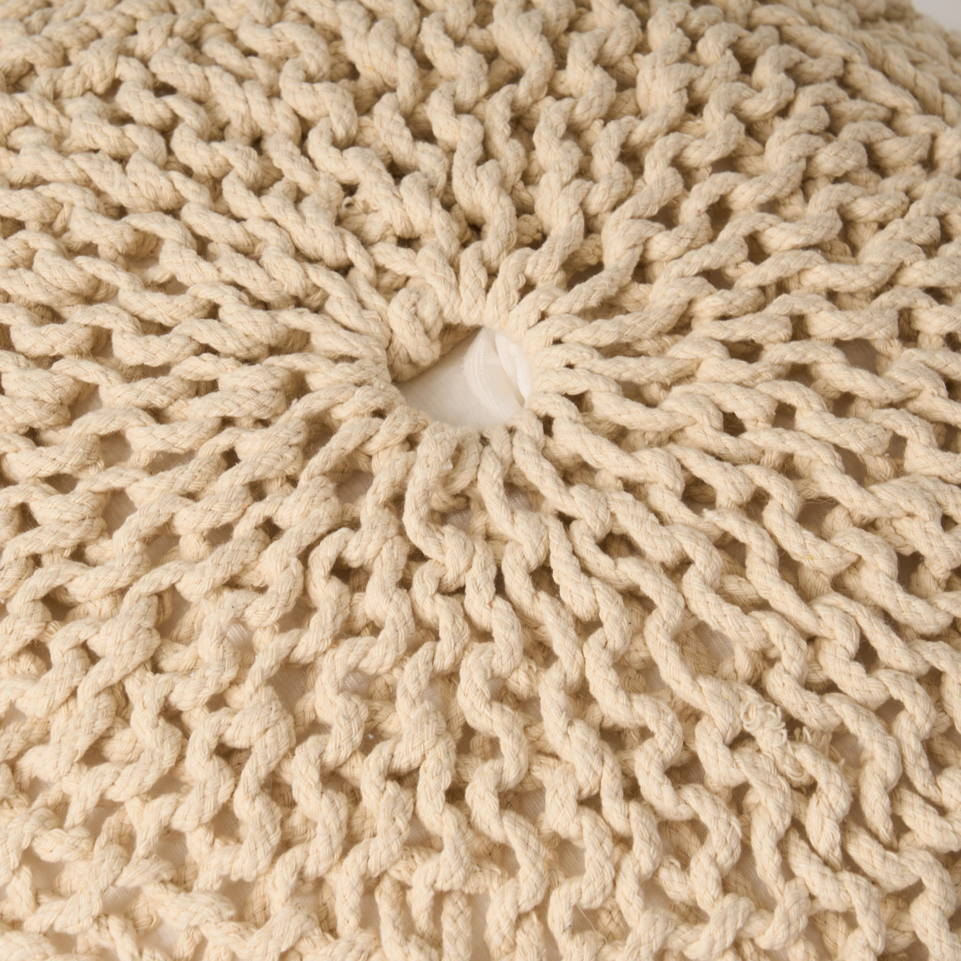 Flovilla Modern Knitted Round Pouf - furnishings