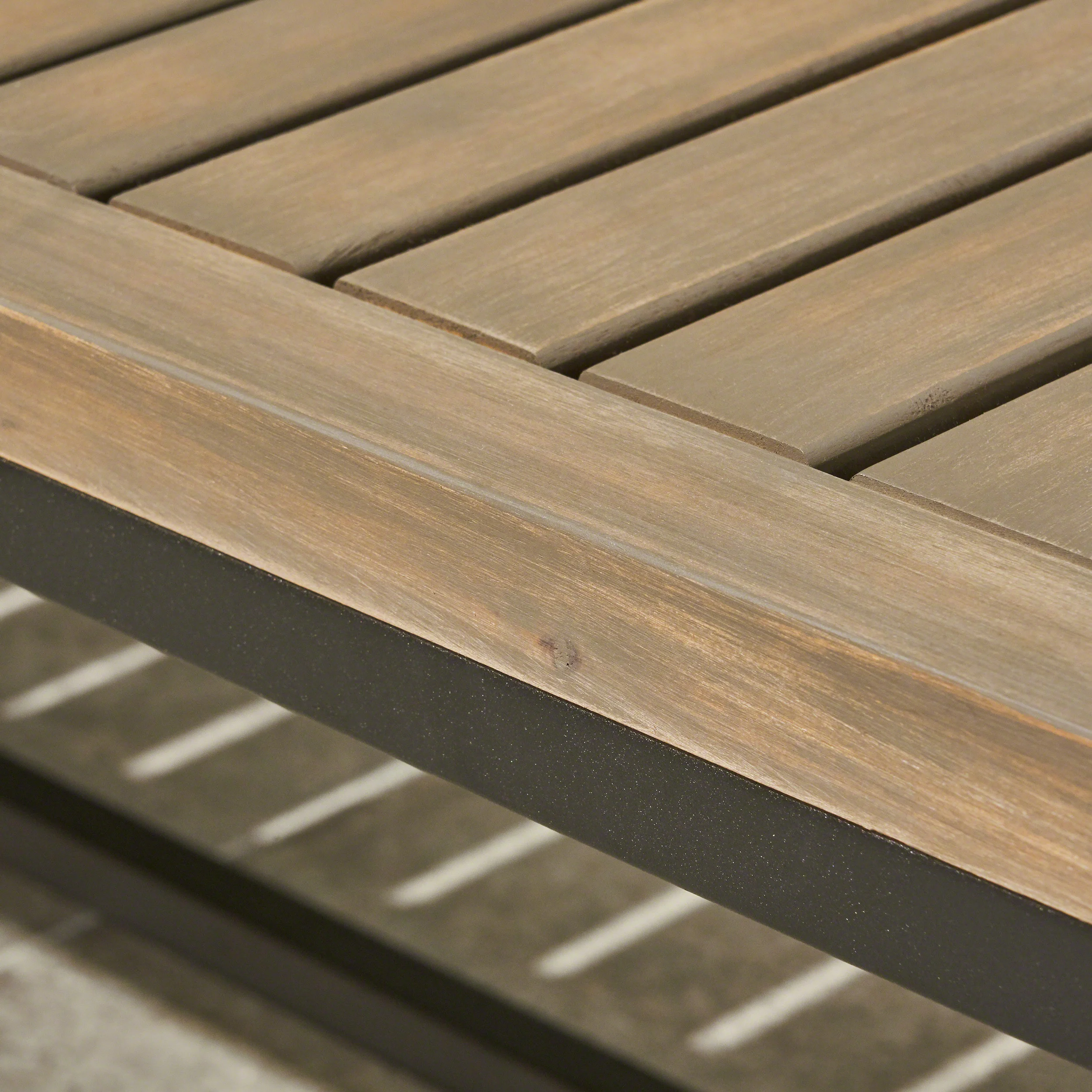 Drew Outdoor Industrial Acacia Wood and Iron Bench - furnishings