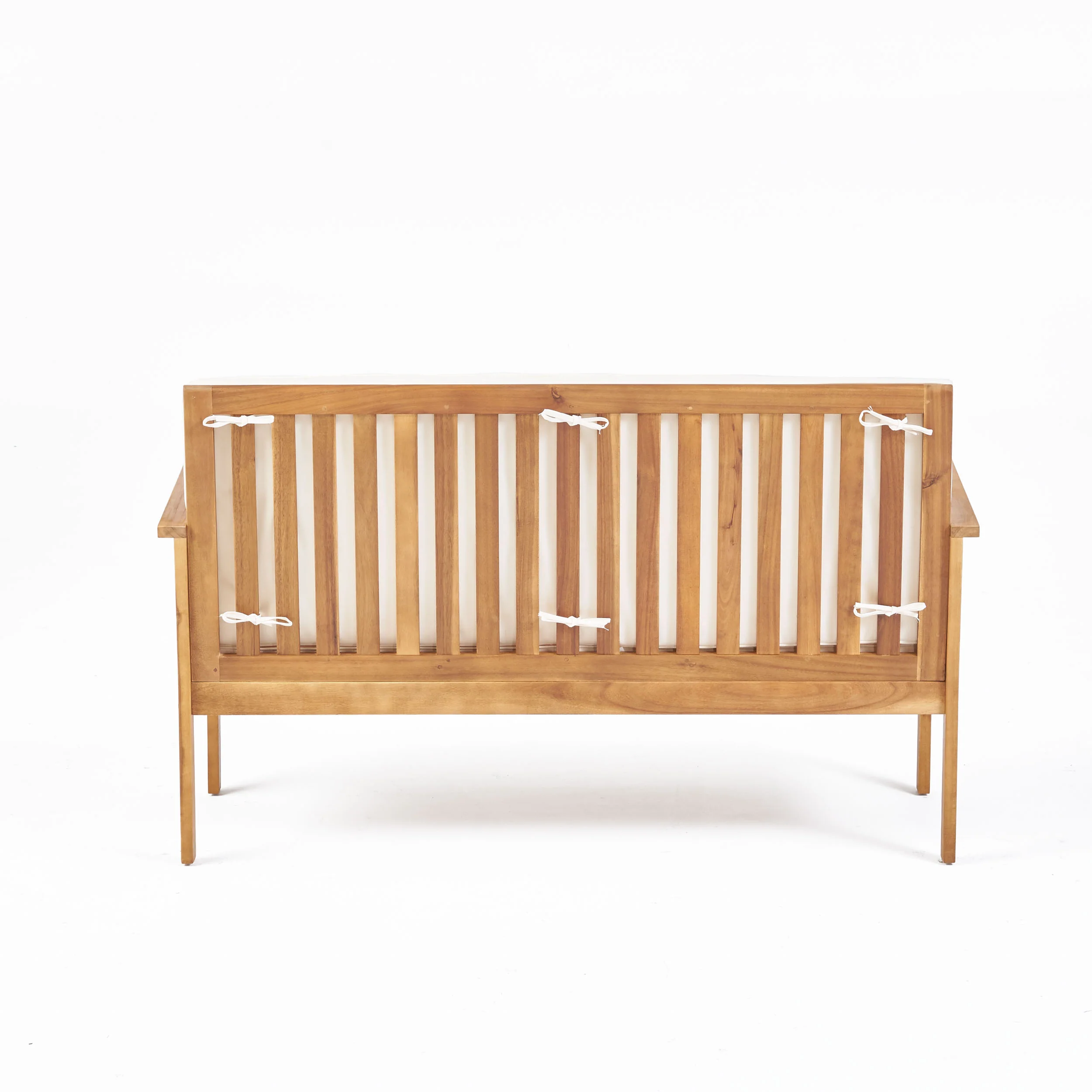 Luna Outdoor Finished Acacia Wood Bench with Water Resistant Fabric Cushion - furnishings