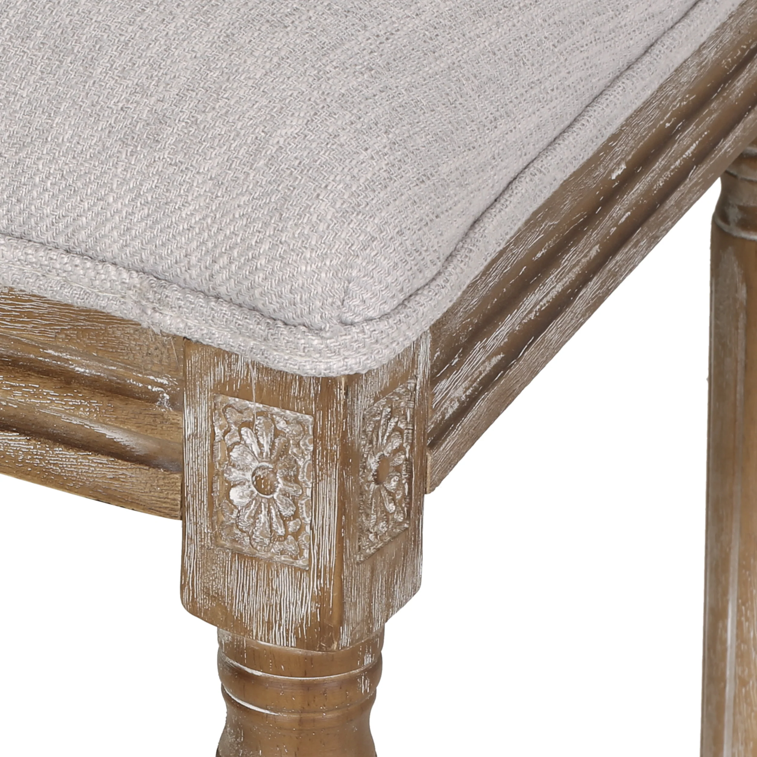 Merlene French Country Fabric Upholstered Wood 5 Piece Circular Dining Set - furnishings