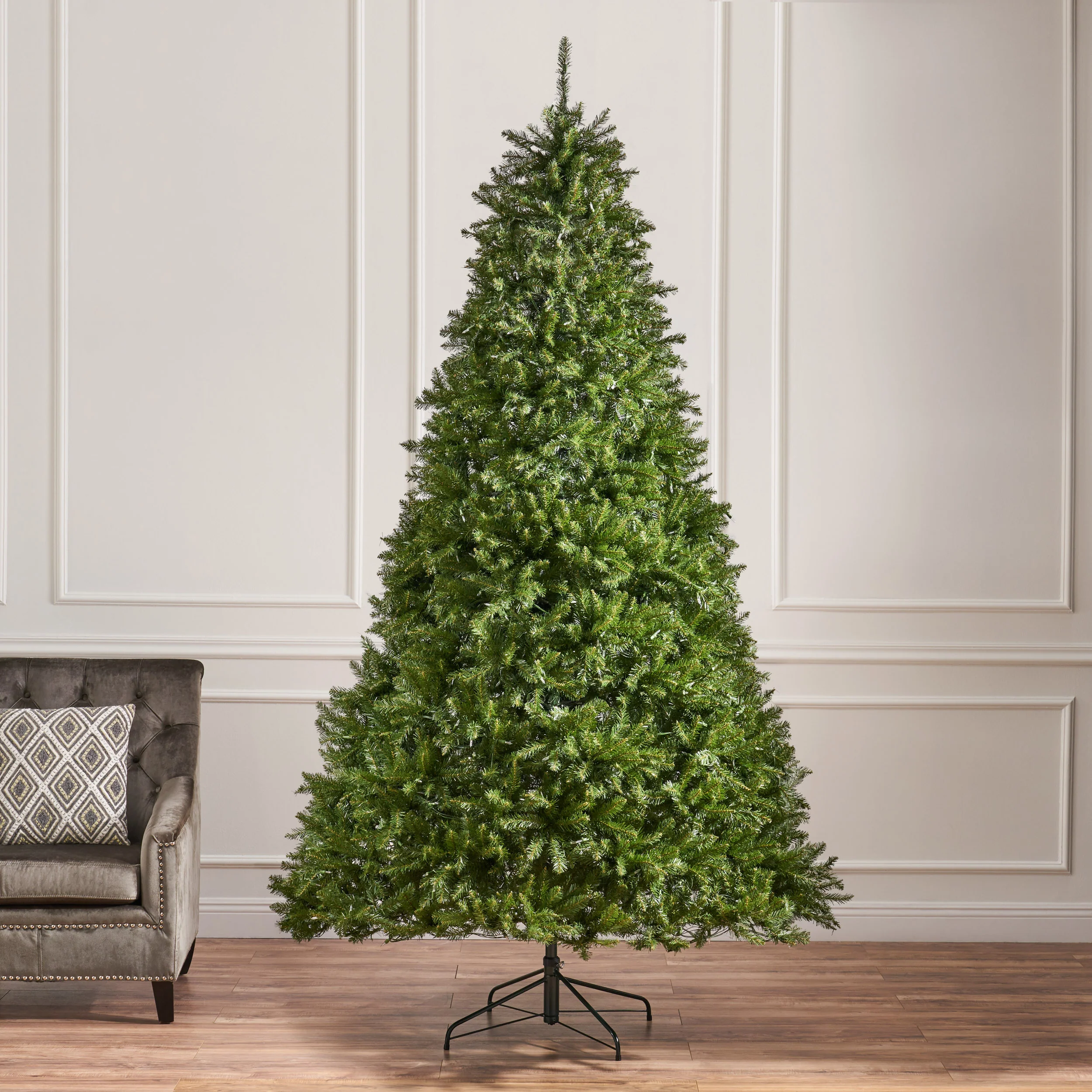 9-foot Fraser Fir Pre-Lit Clear LED Hinged Artificial Christmas Tree - furnishings