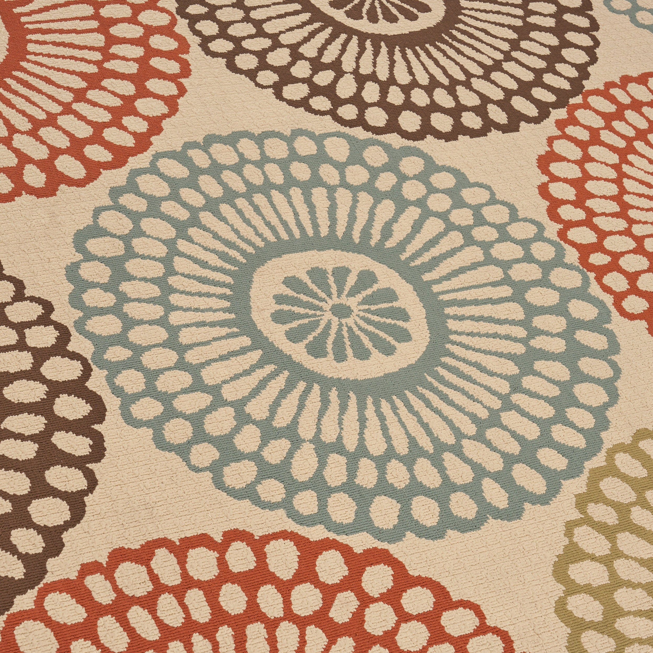 Pine Indoor/Outdoor Floral Area Rug, Beige and Multicolored - furnishings