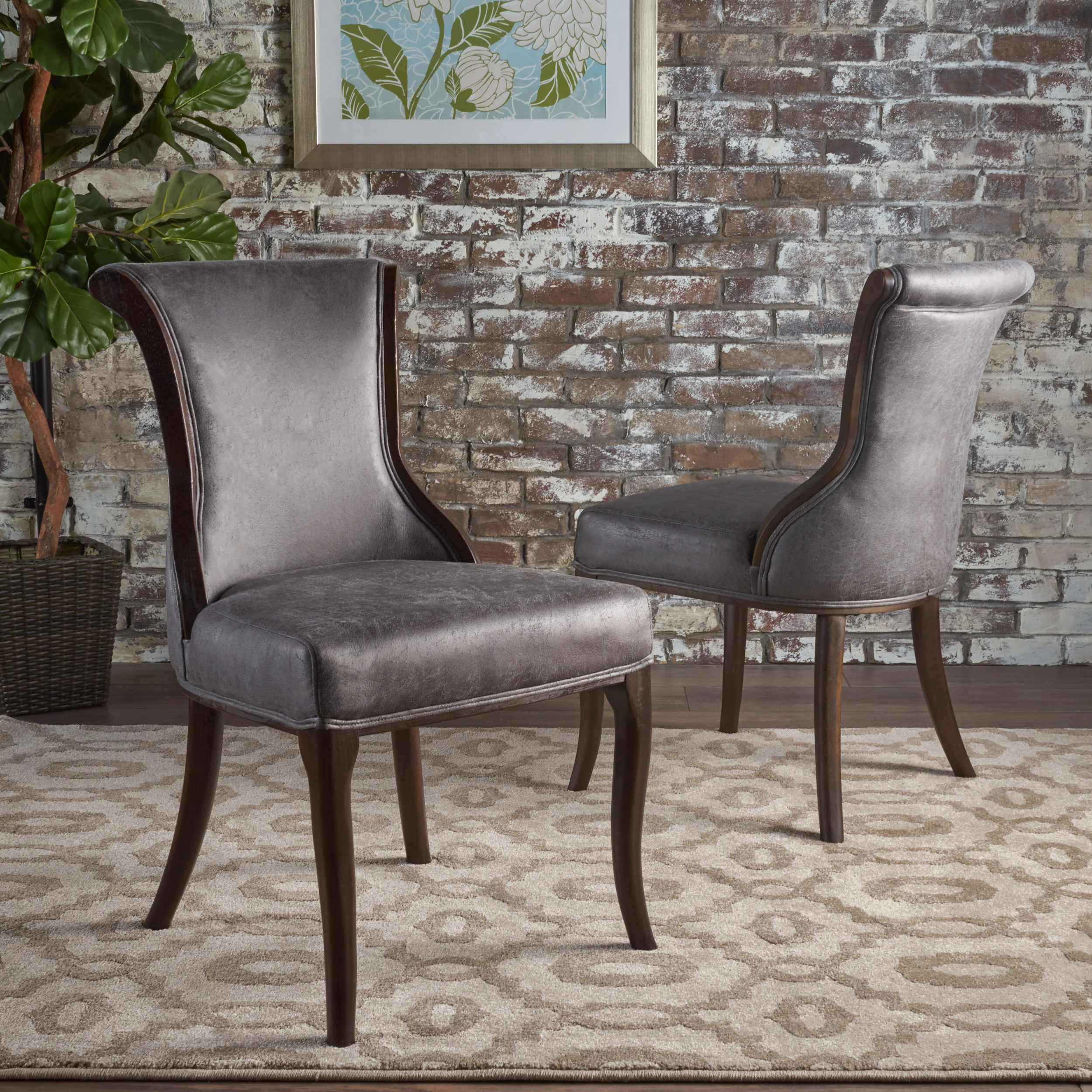Lexia Classic Microfiber Dining Chair (Set of 2) - furnishings