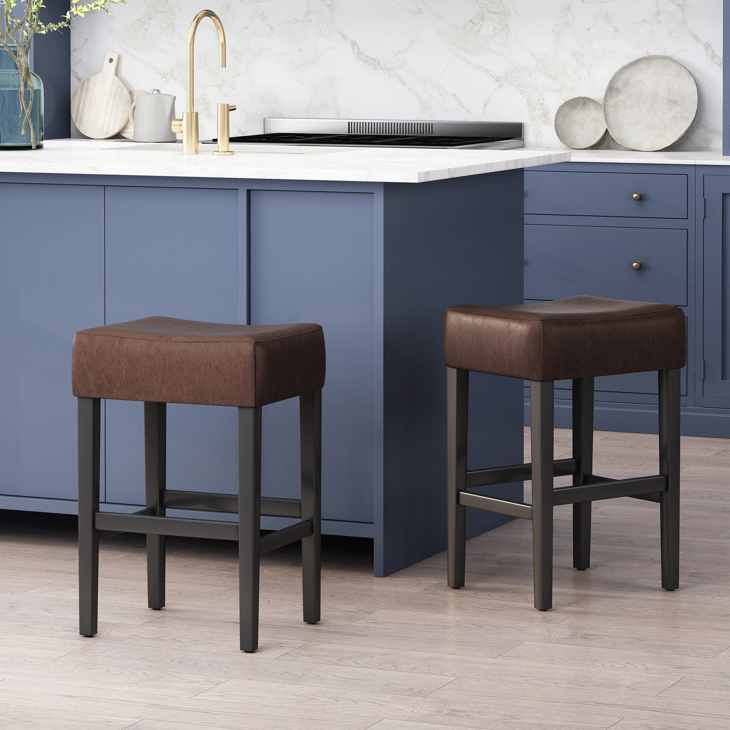 Duff 26-Inch Backless Leather Counter Stools (Set of 2) - furnishings