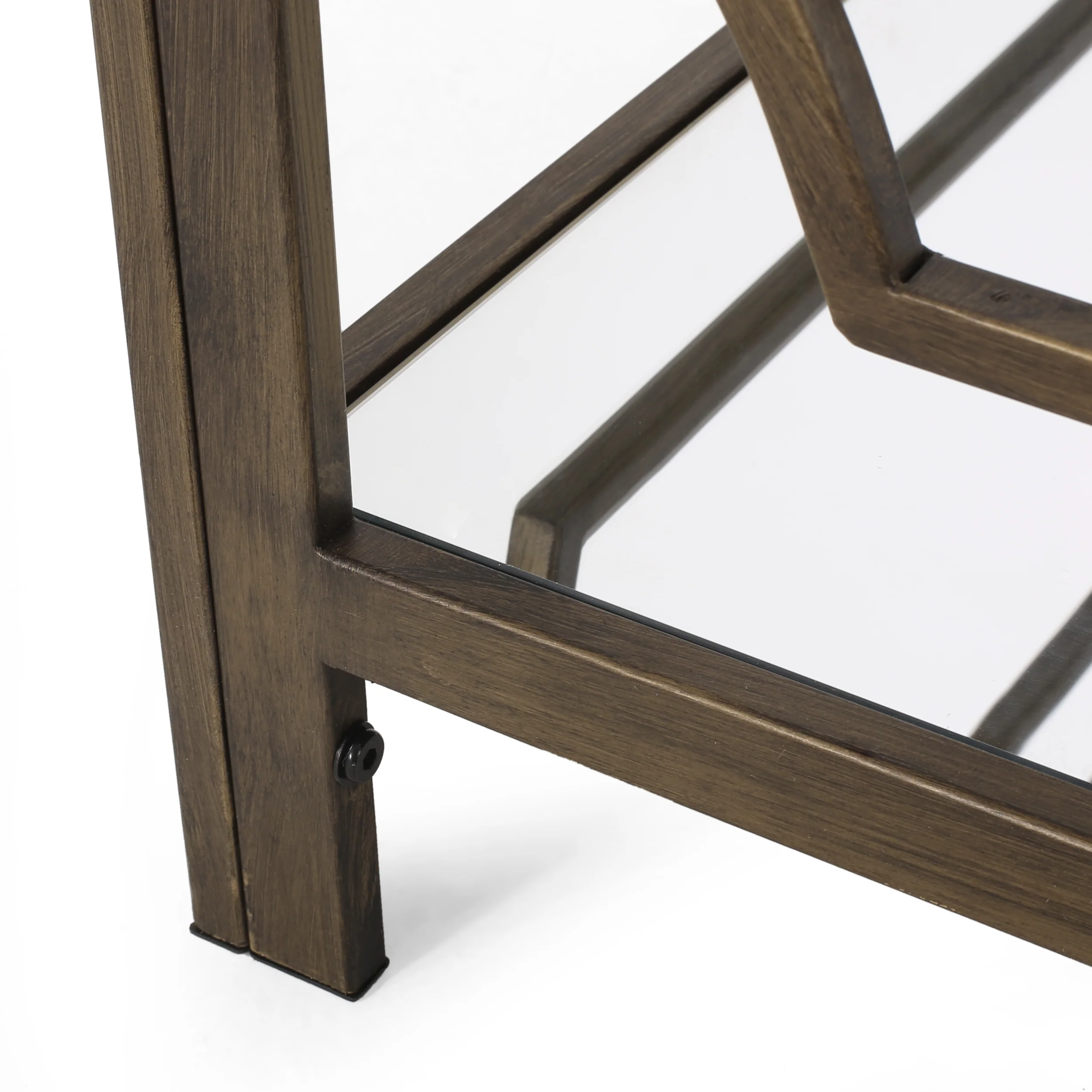 Powelton Cadley Modern Glam Mirrored End Table with Glass Top, Black Gold - furnishings