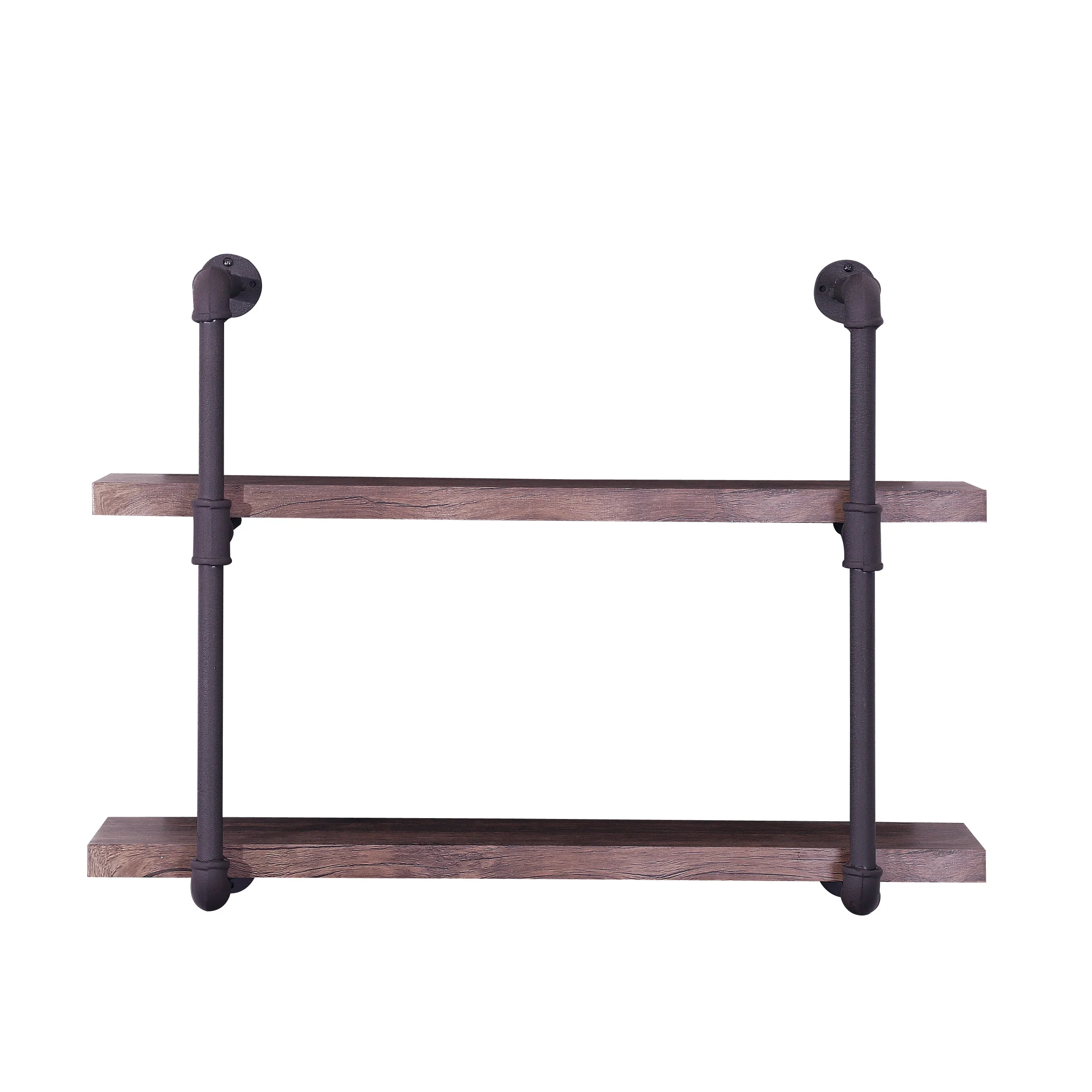 Caden 2 Shelf Industrial Pipe Design Wall Mount Floating Shelf - furnishings