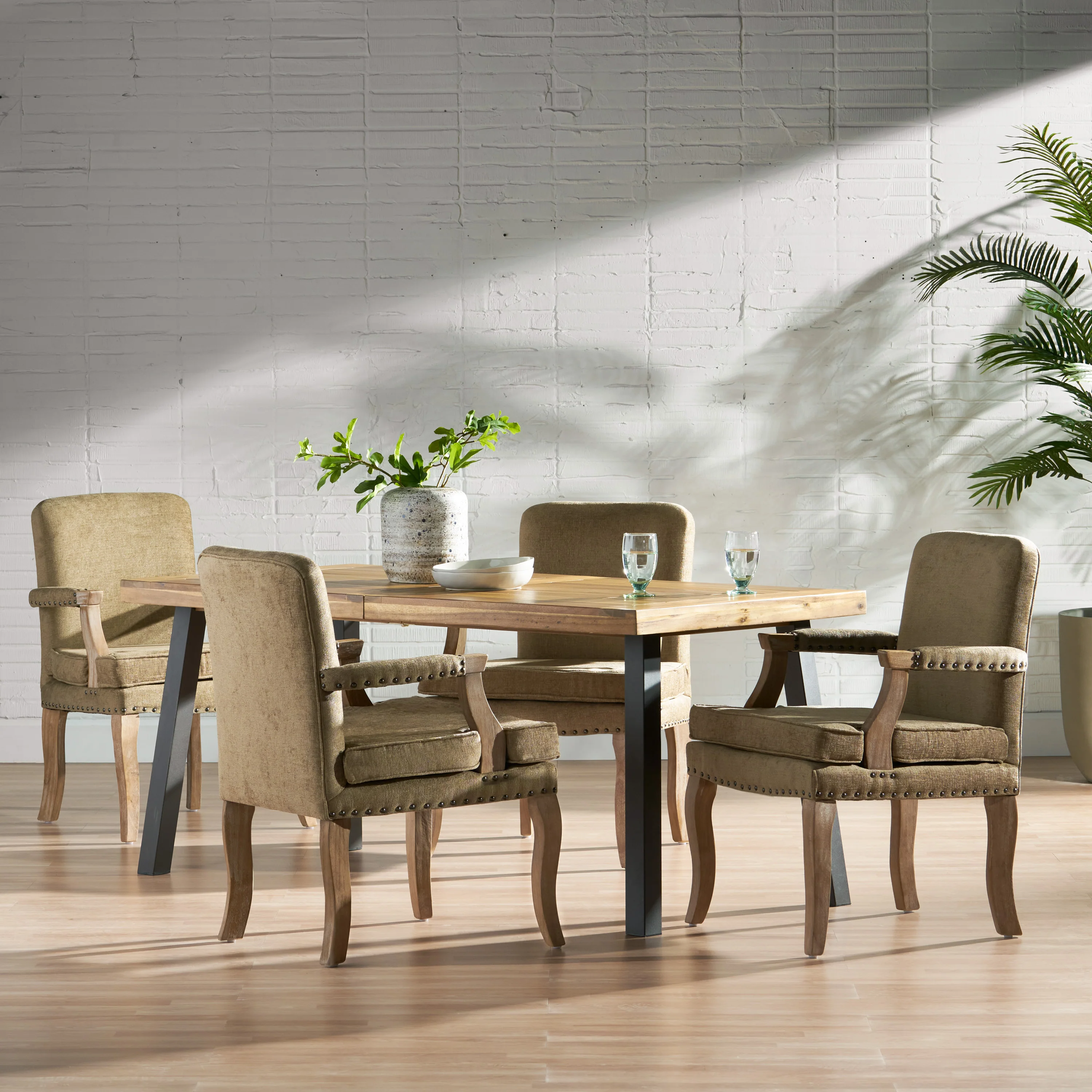 Tim French Country Dining Arm Chair with Nailhead Trim, Set of 4 - furnishings
