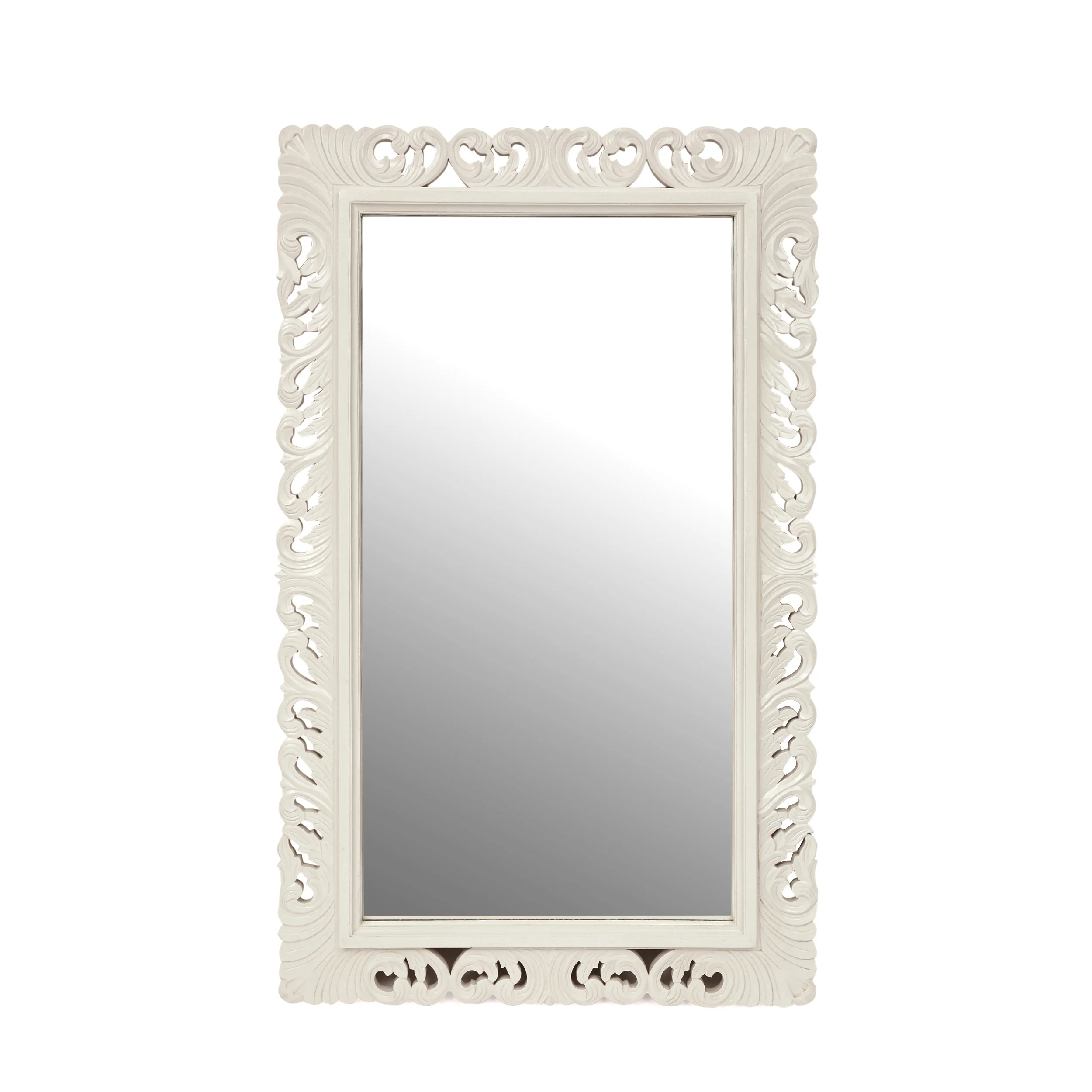 Negley Traditional Handcrafted Standing Mirror, White - furnishings