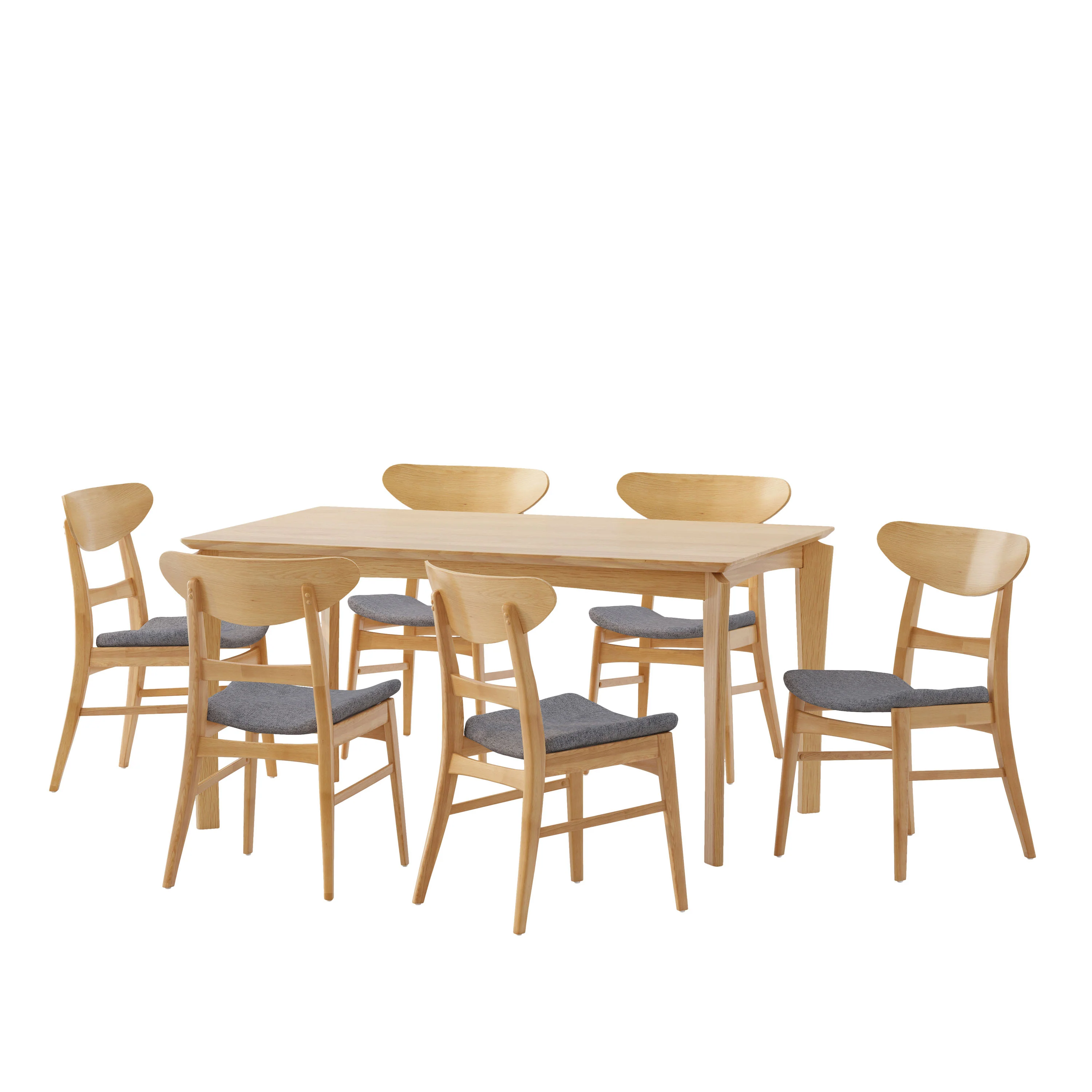 Atherton Wood and Fabric 7 Piece Dining Set - furnishings