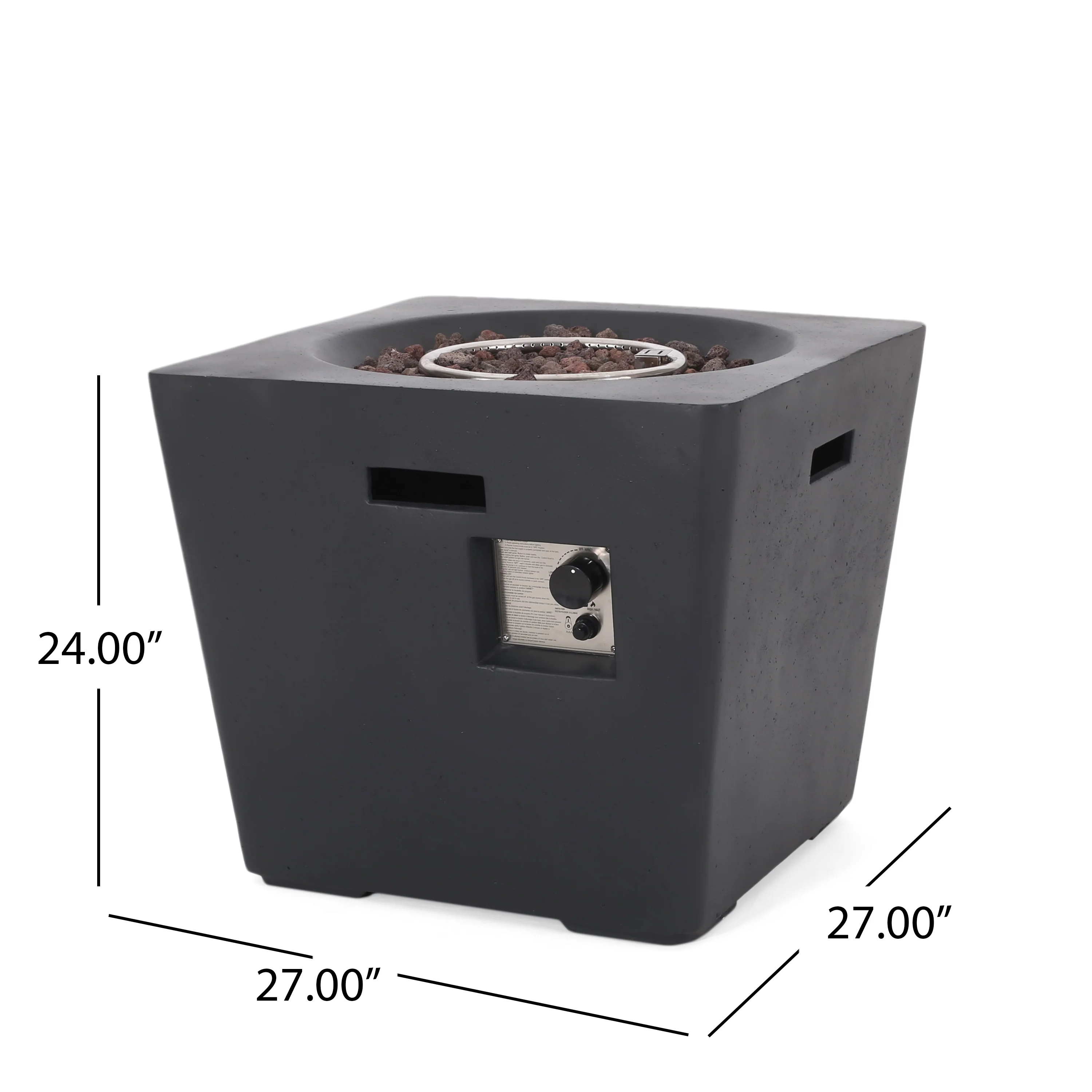 Arianna Outdoor 40,000 BTU Lightweight Concrete Square Fire Pit, Dark Gray - furnishings
