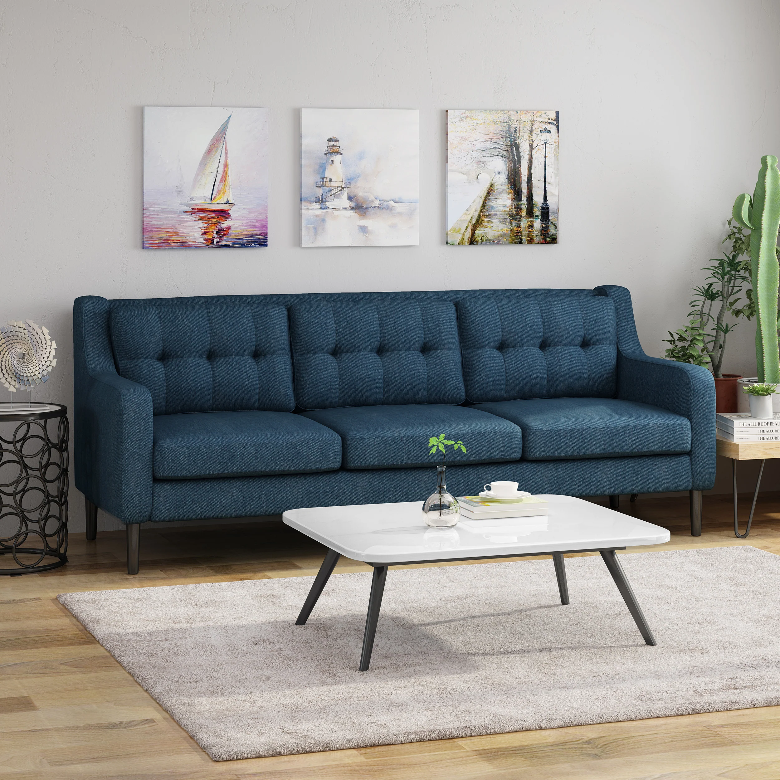 Daelynn Tufted Fabric 3 Seater Sofa - furnishings