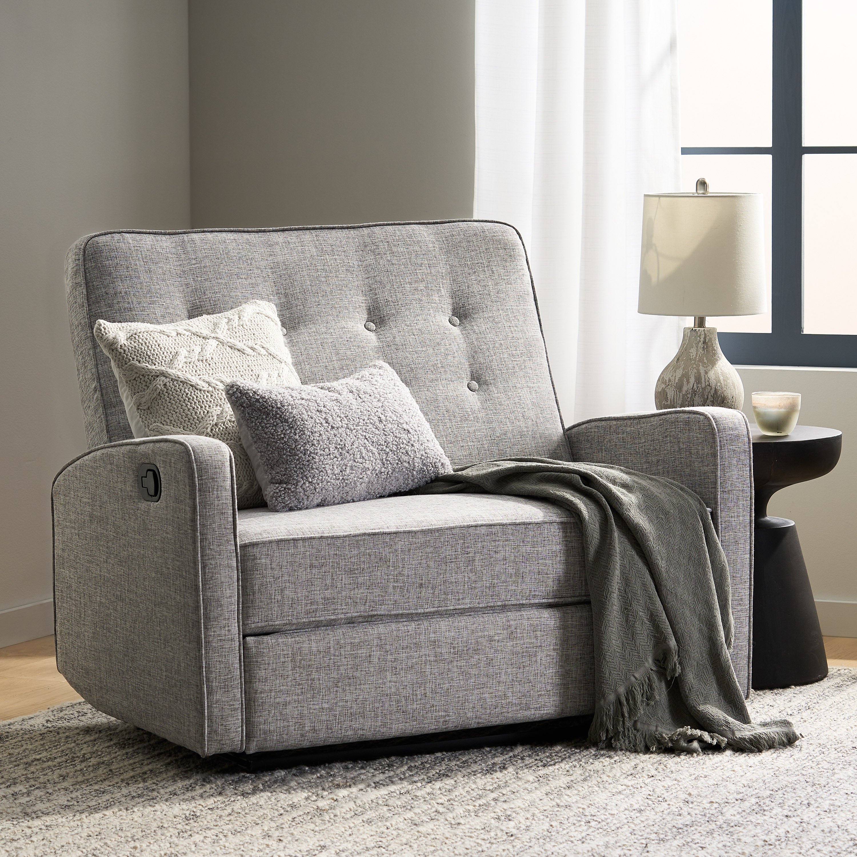 Callade Buttoned Fabric Reclining Loveseat - furnishings