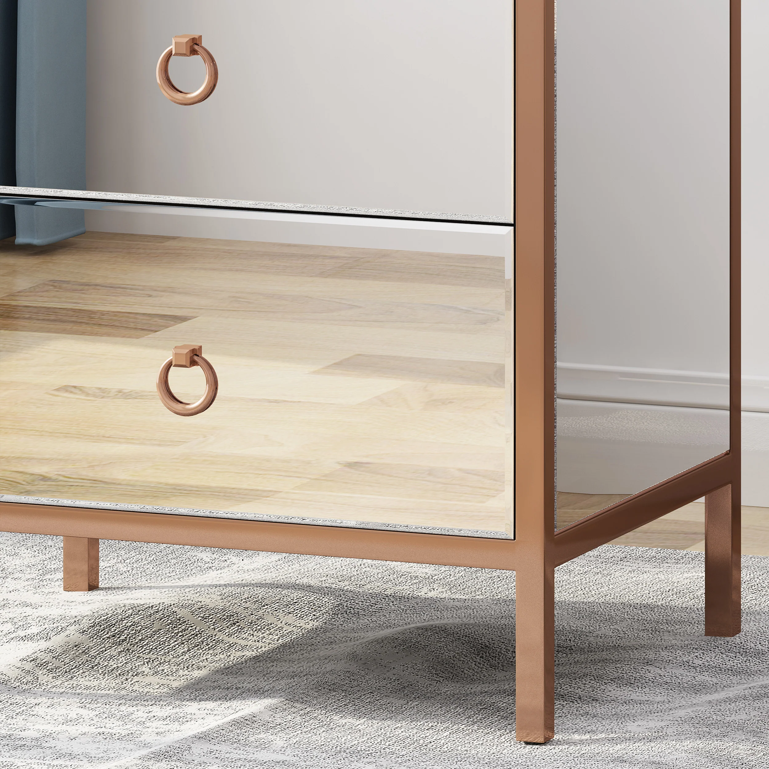 Renee Glam Mirrored 2 Drawer Cabinet - furnishings