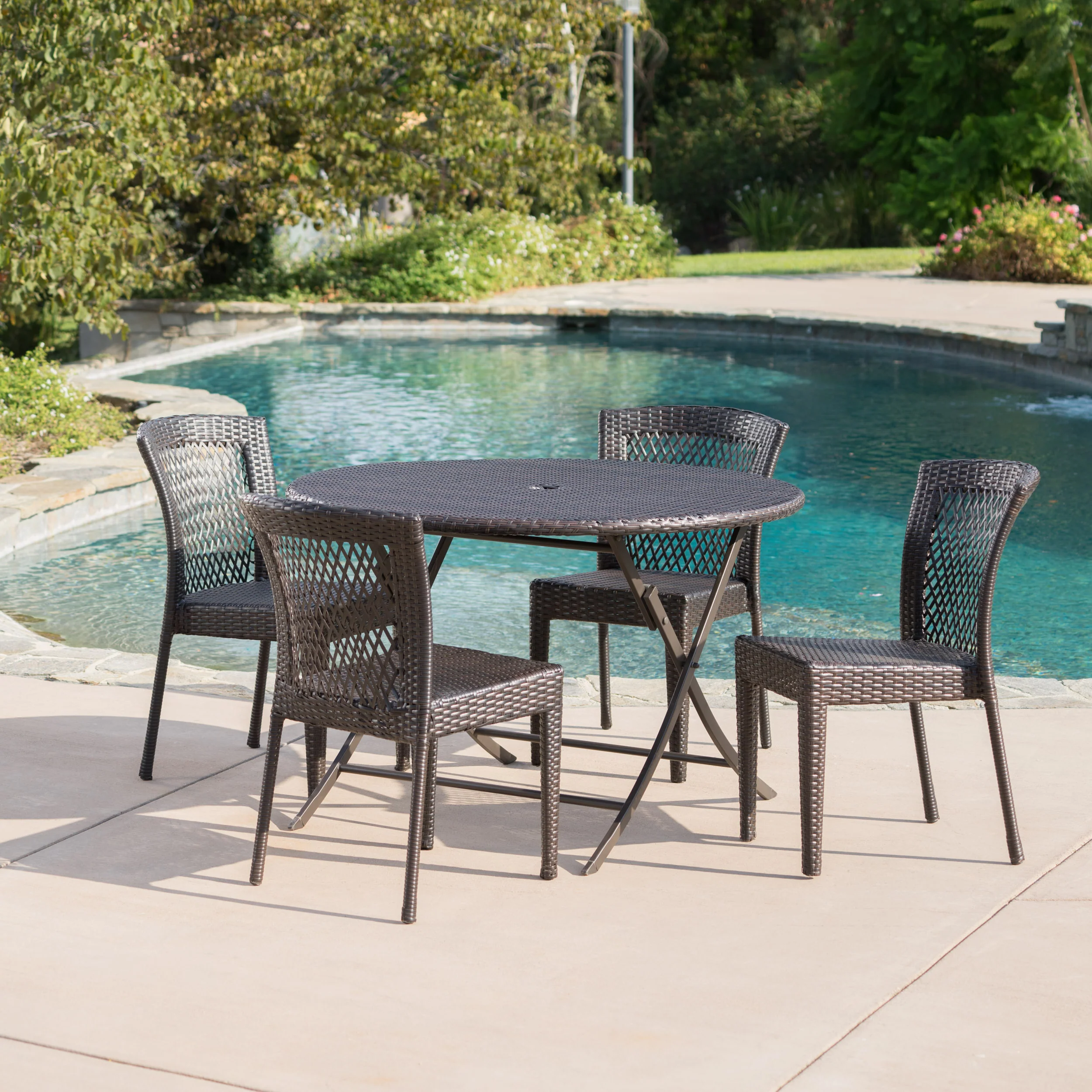 Radley Outdoor 5 Piece Multi-brown Wicker Dining Set - furnishings