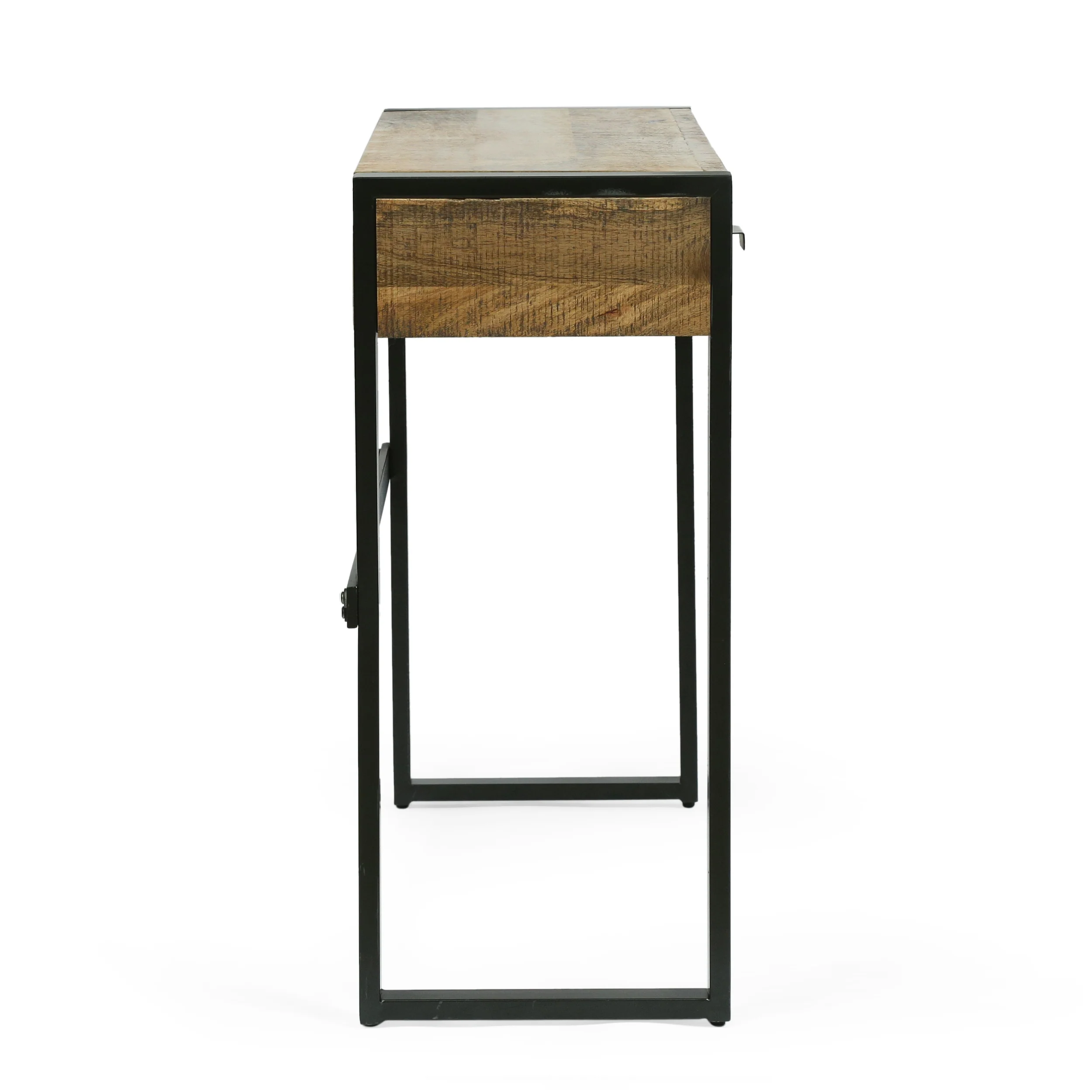 Jarvi Modern Industrial Handcrafted Mango Wood Desk with Drawers, Natural and Black - furnishings
