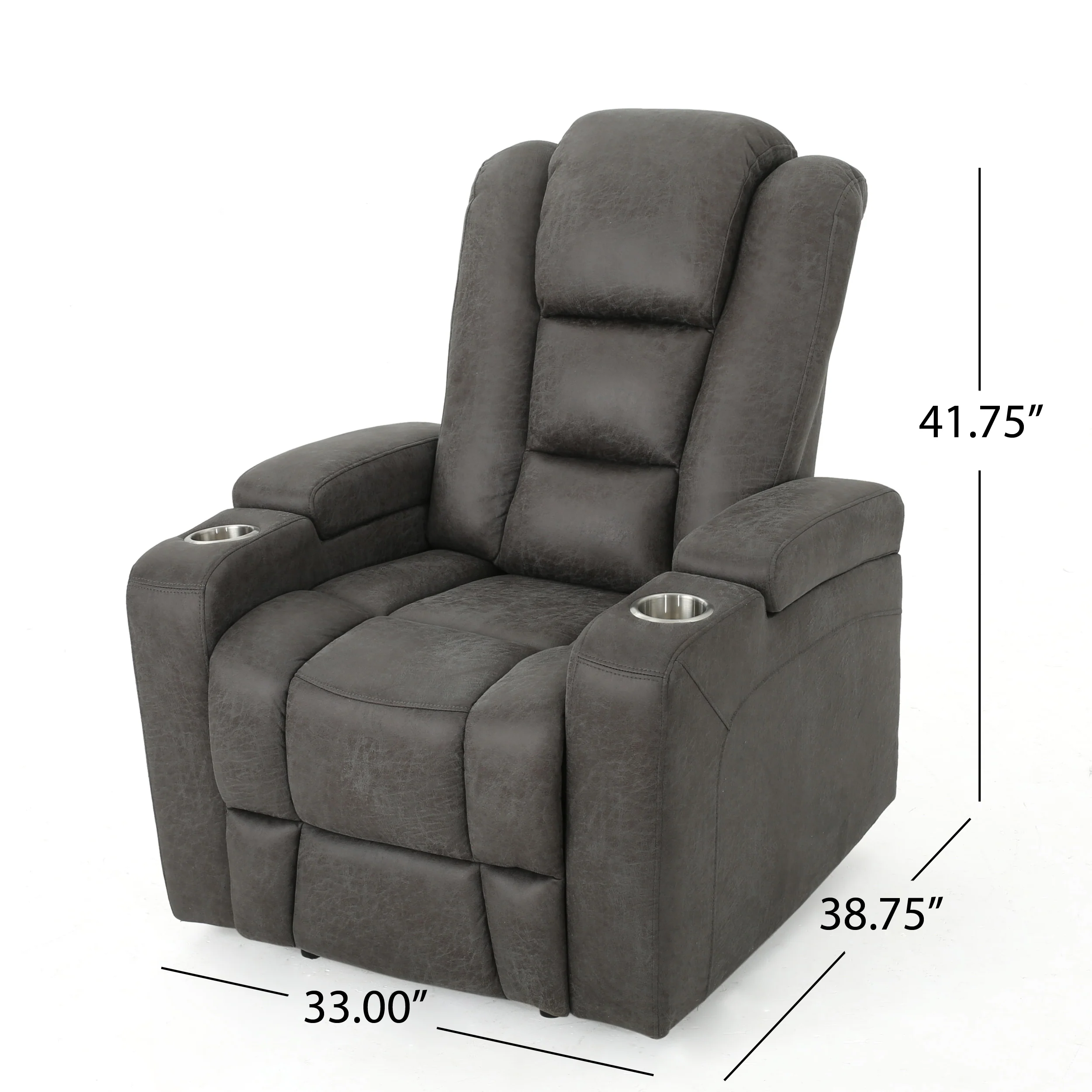 Everette Microfiber Power Recliner With Storage, USB Charger, and Cup Holder - furnishings