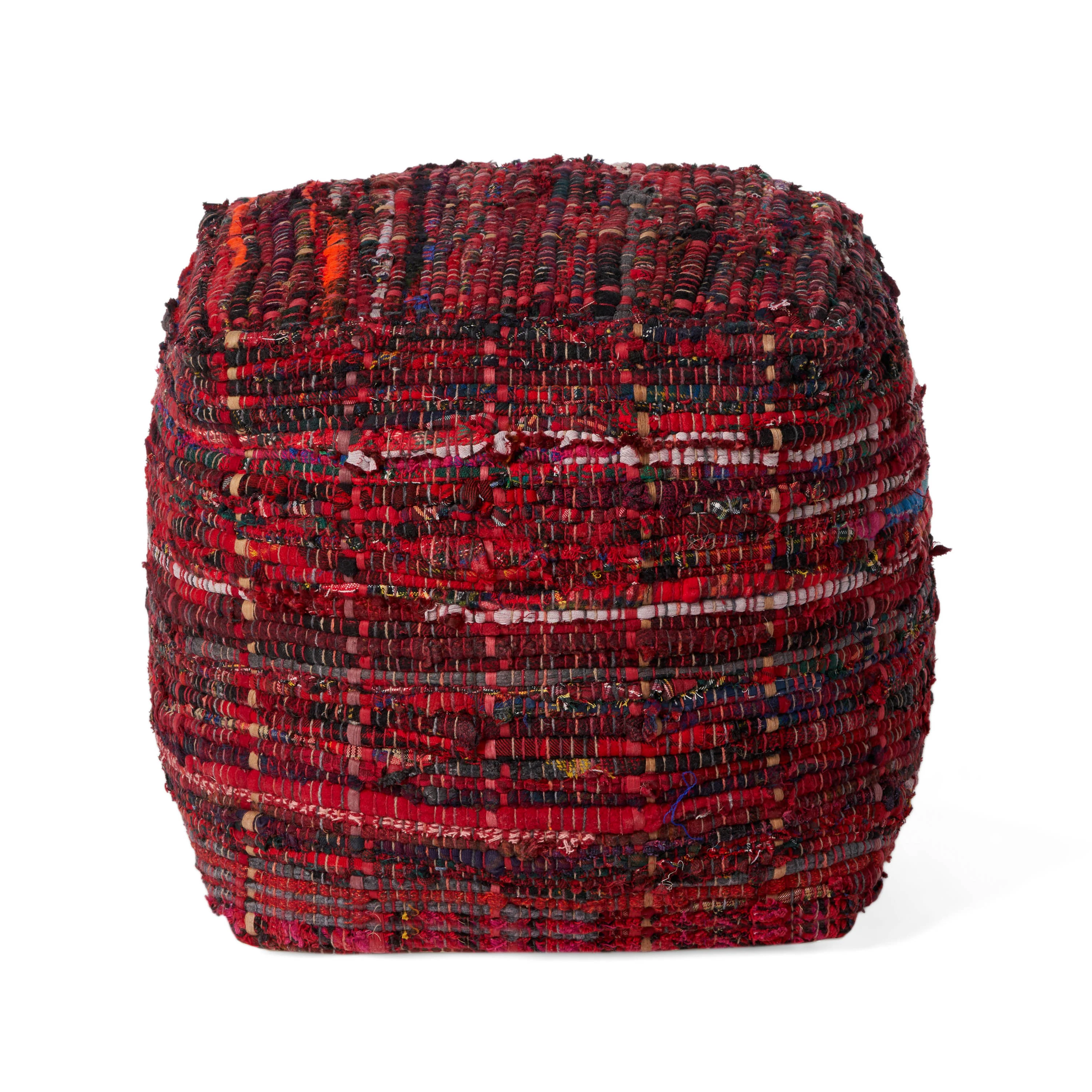 Kamil Handcrafted Boho Fabric Pouf - furnishings
