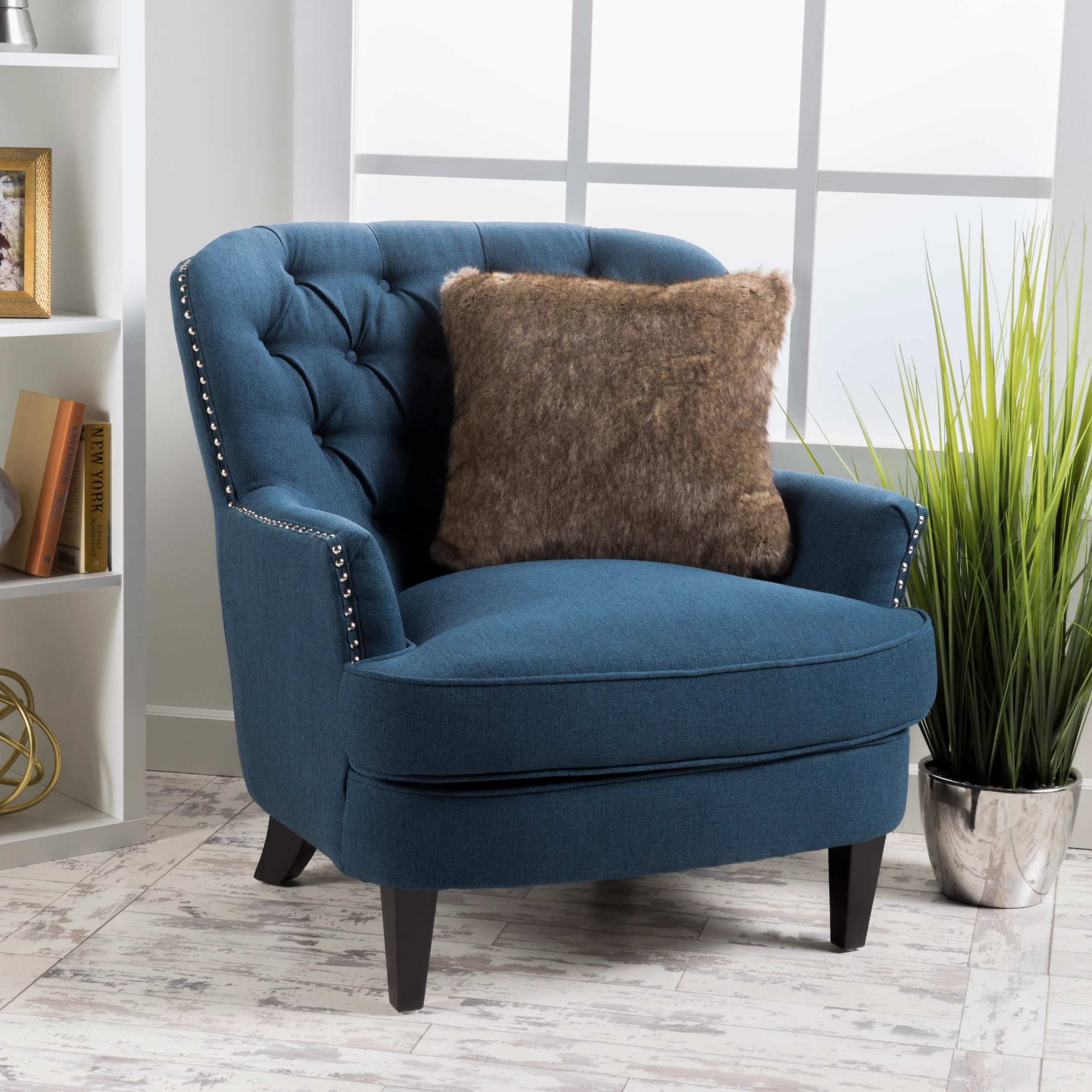 Alfred Button Tufted Fabric Club Chair - furnishings