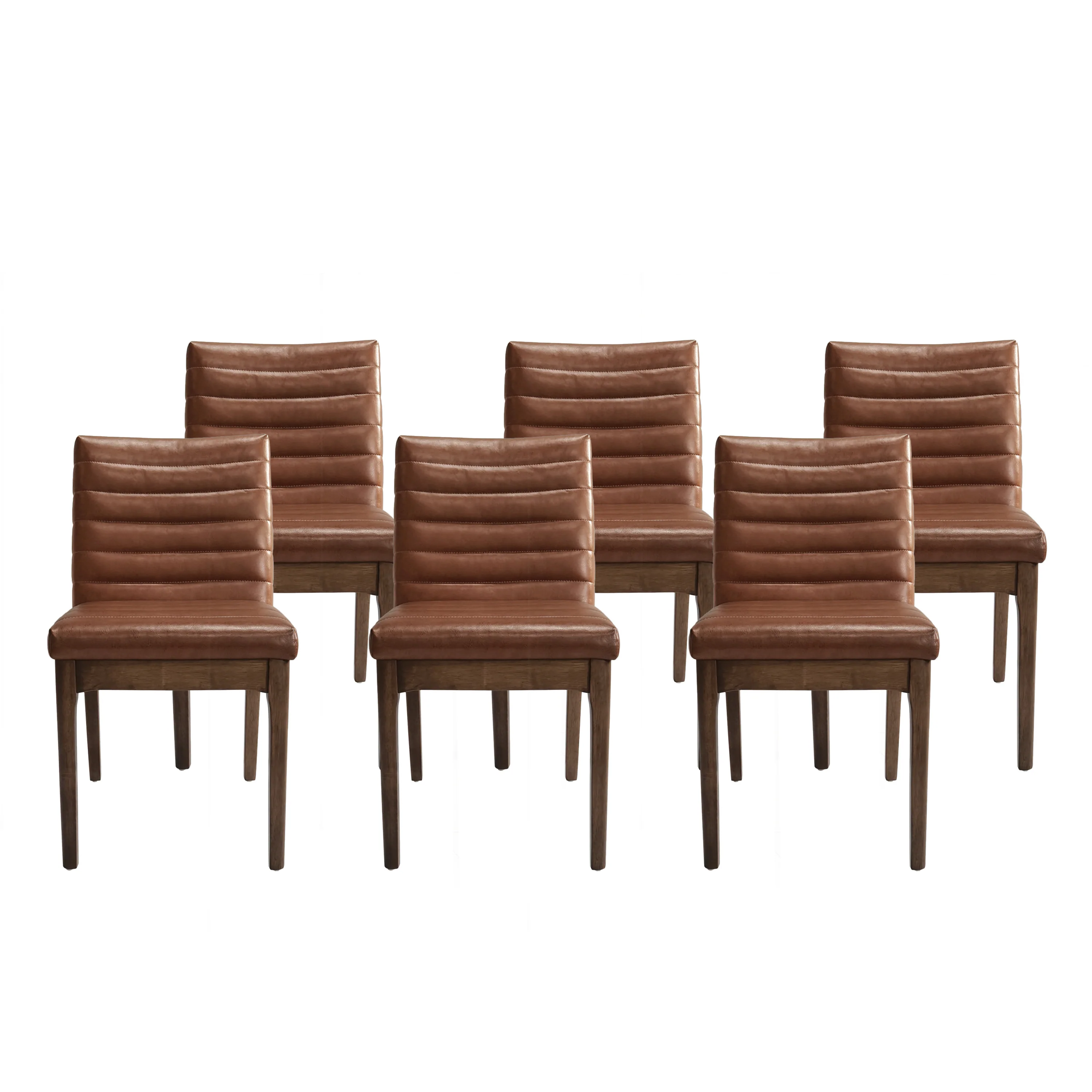 Elisson Mid Century Modern Channel Stitch Dining Chairs, Set of 6 - furnishings