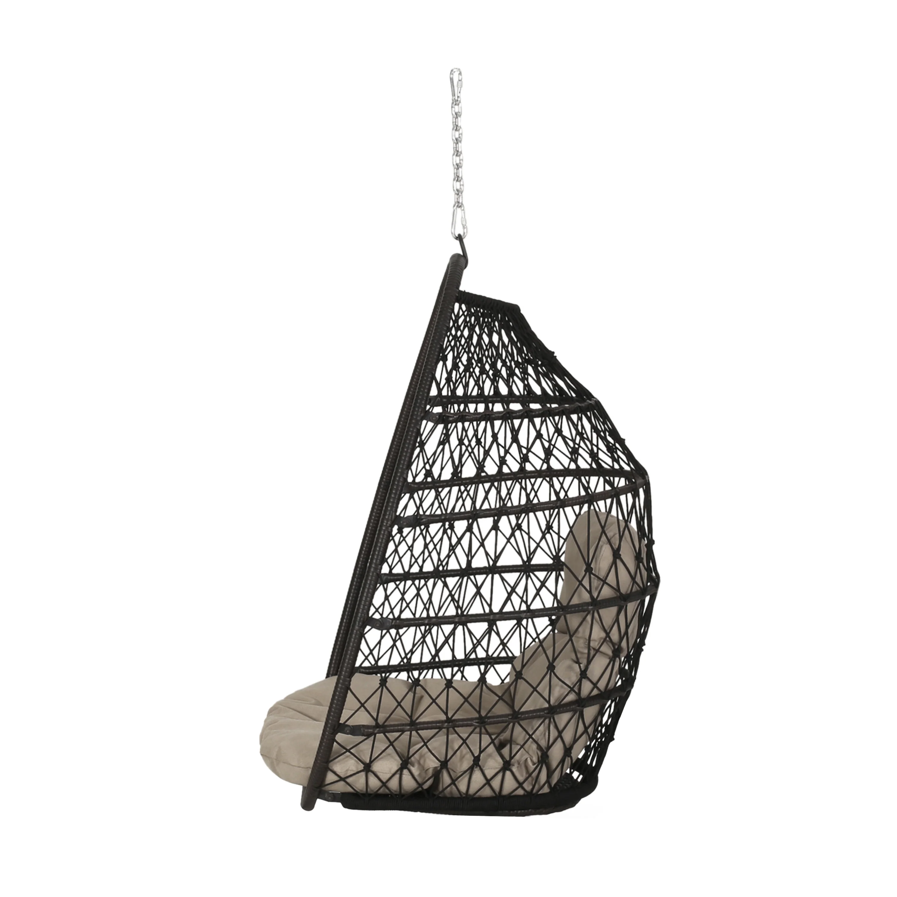 Coloma Outdoor Wicker Hanging Basket Chair with Cushions - furnishings