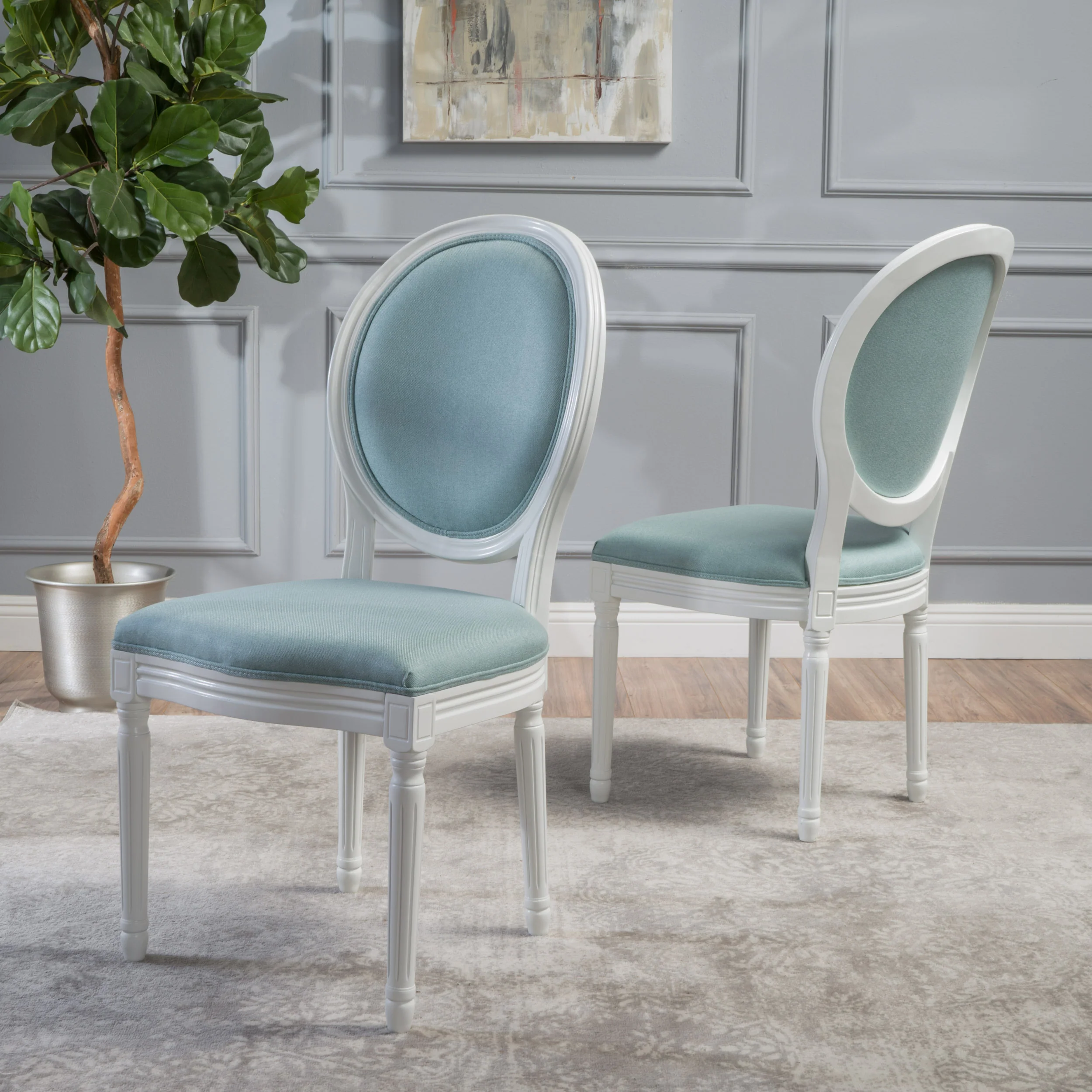 Adelise Traditional Light Blue Upholstered Fabric Dining Chairs (Set of 2) - furnishings