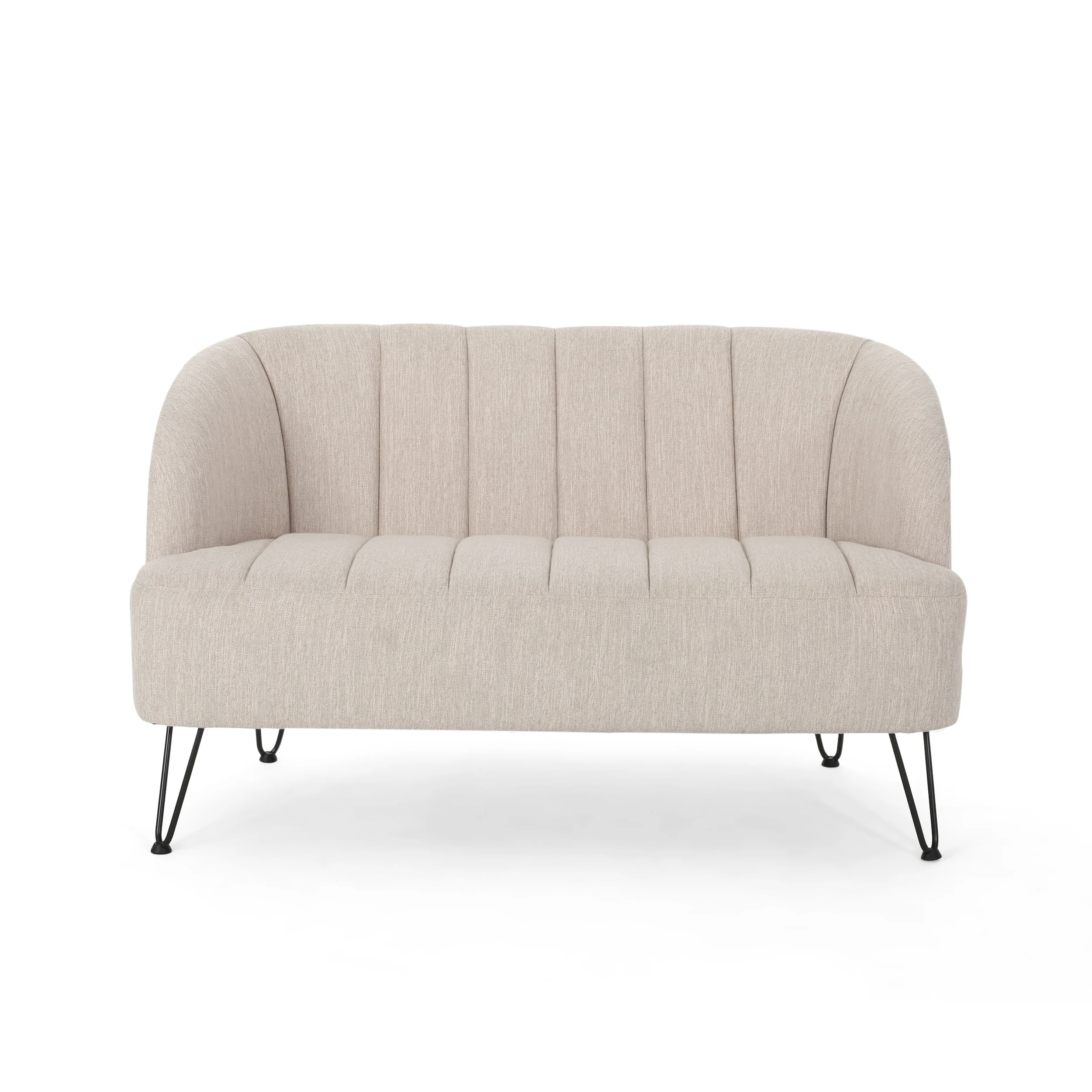 Kyra Modern Fabric Settee with Hairpin Legs - furnishings