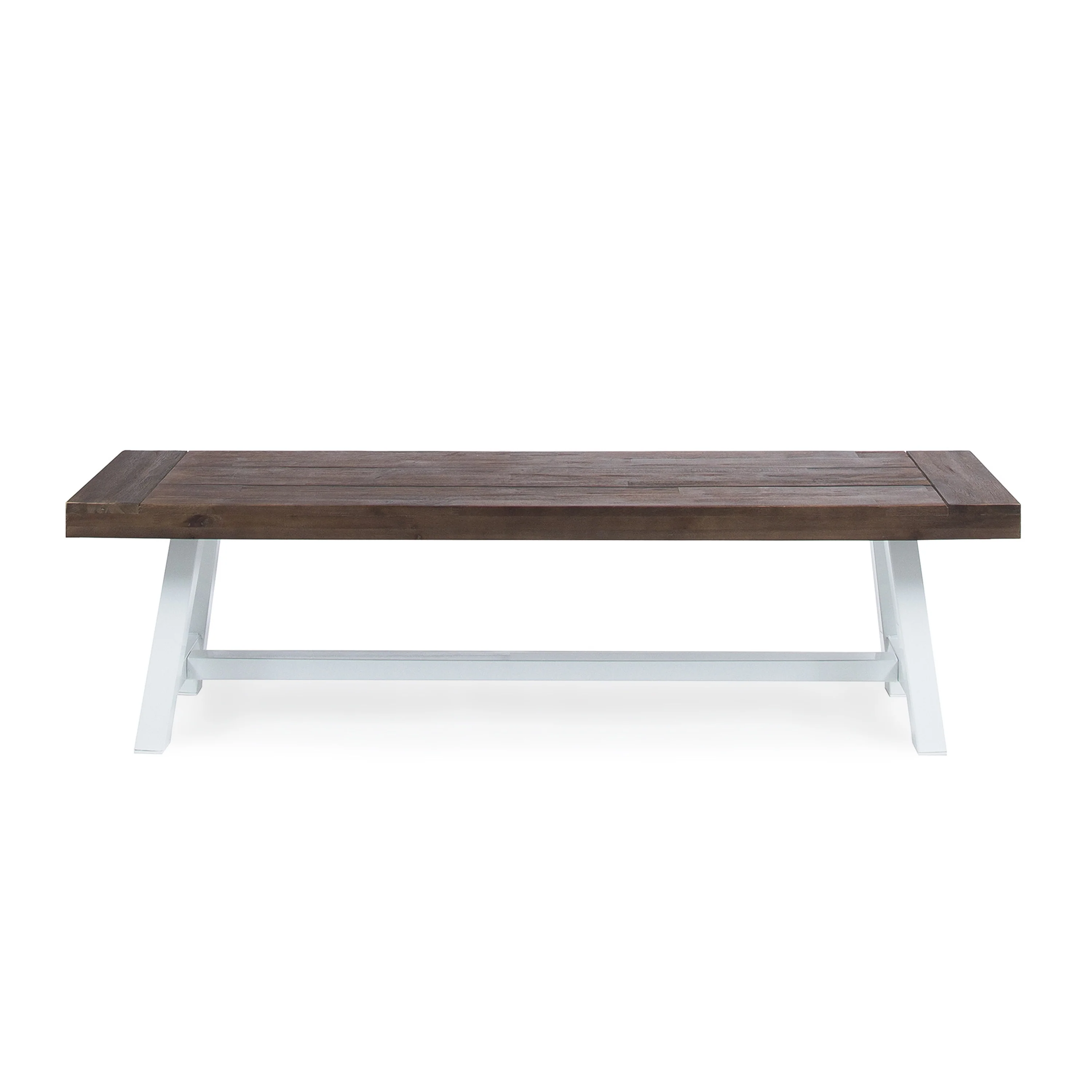 Bowman Outdoor Acacia Wood Dining Bench with Rustic Metal Finish Frame - furnishings