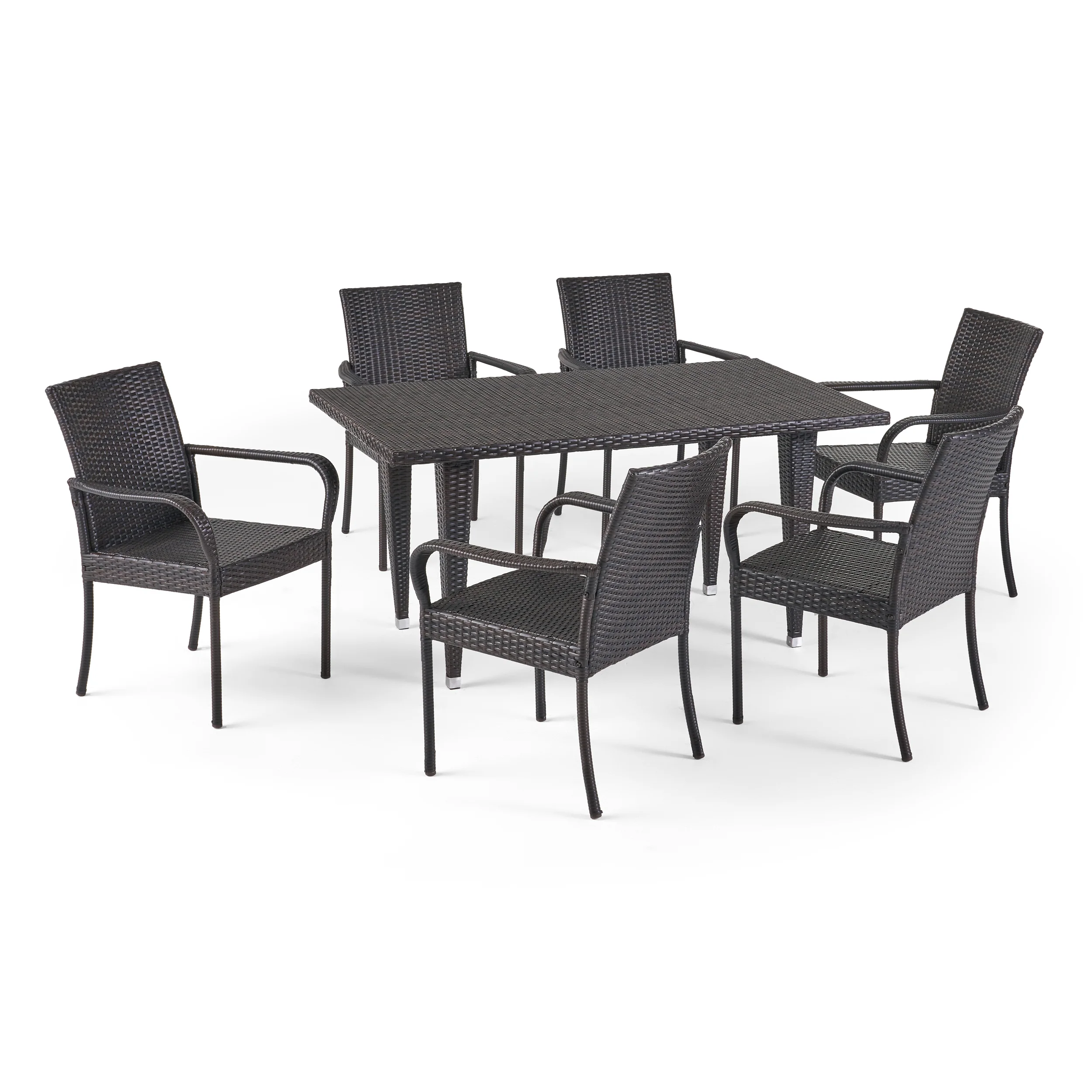 Havik Outdoor Contemporary 6 Seater Wicker Dining Set - furnishings