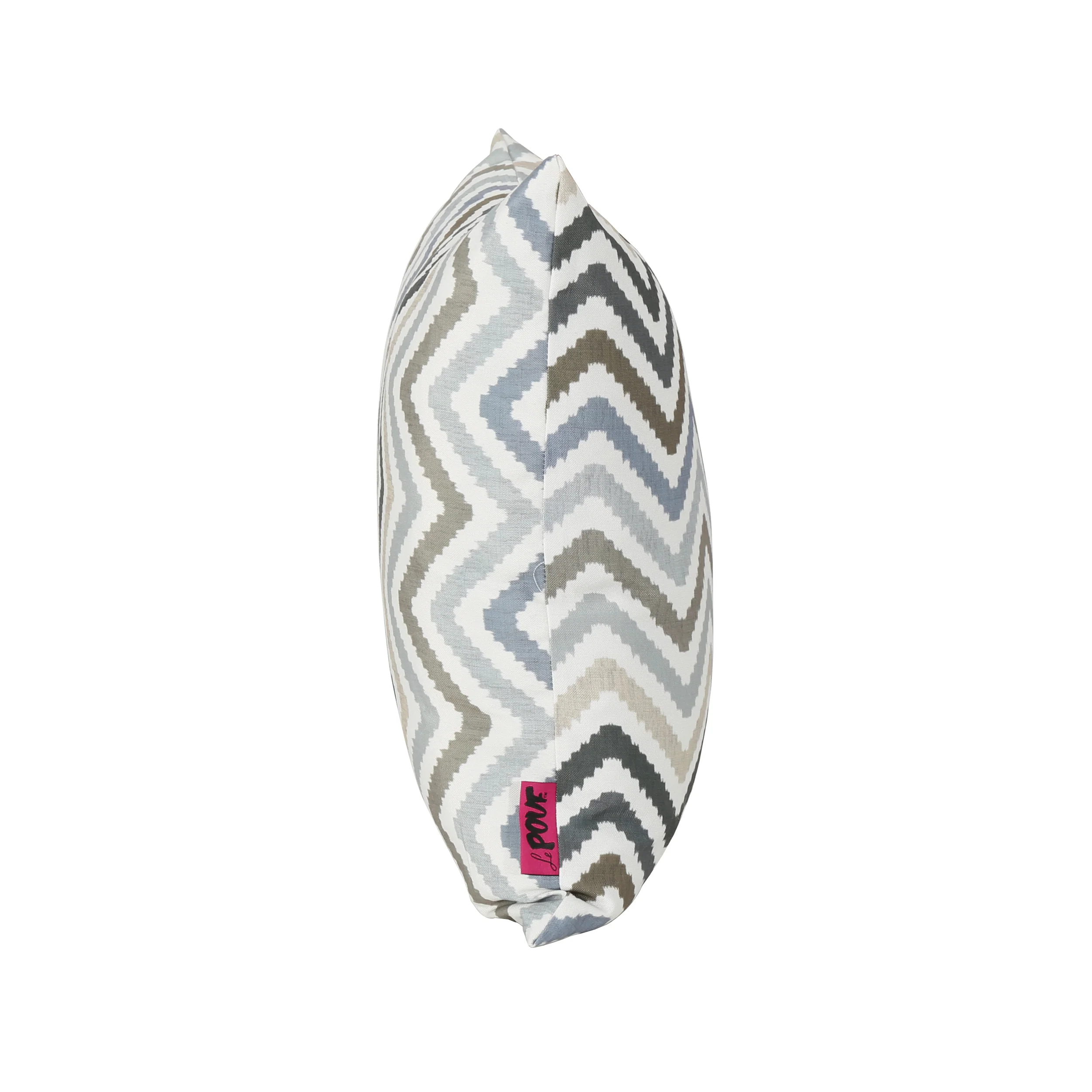 Callon Indoor Grey, Blue, and Brown Zig Zag Striped Water Resistant Square Throw Pillow - furnishings