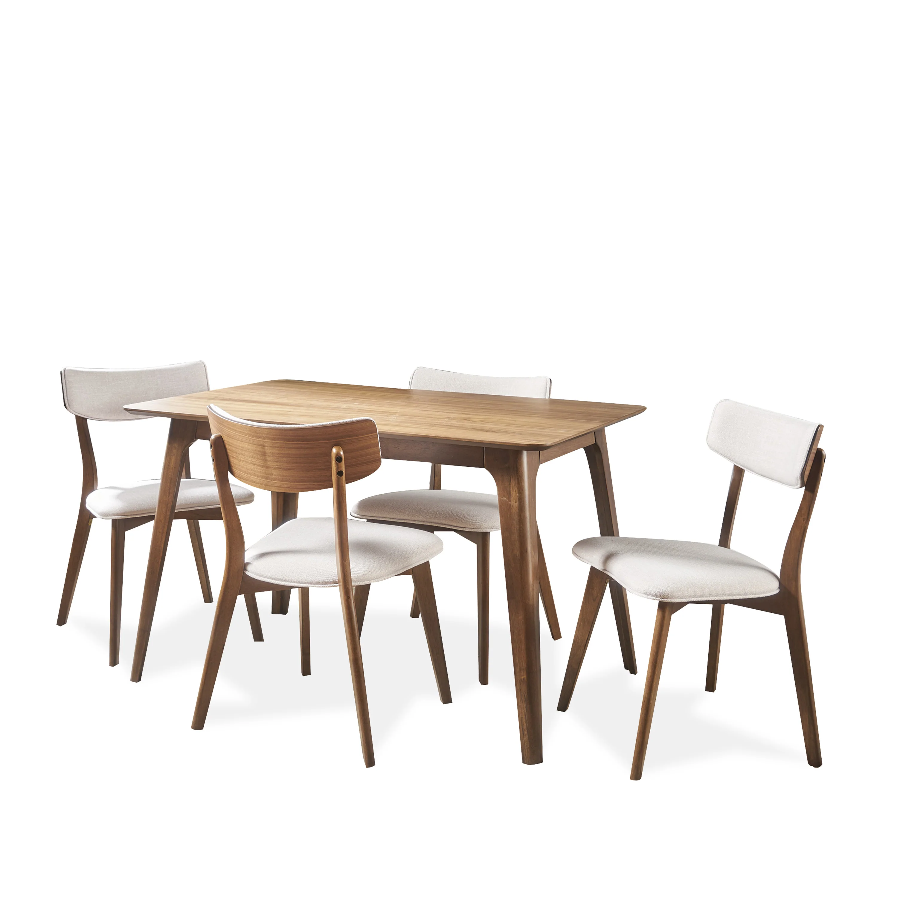 Meanda Mid Century Finished 5 Piece Wood Dining Set with Fabric Chairs - furnishings