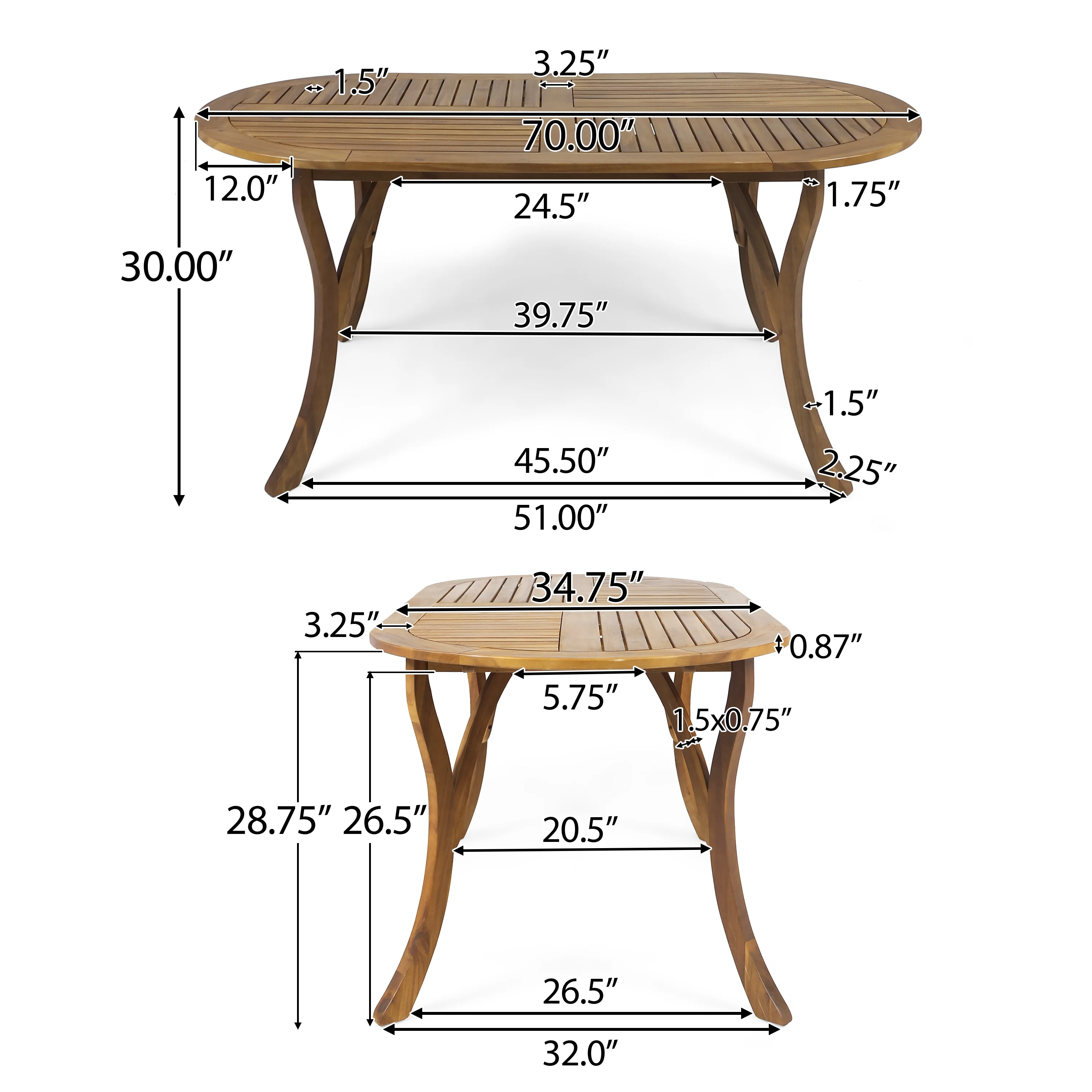 Joan Outdoor 7 Piece Acacia Wood and Wicker Dining Set, Teak with Multi Brown Chairs - furnishings