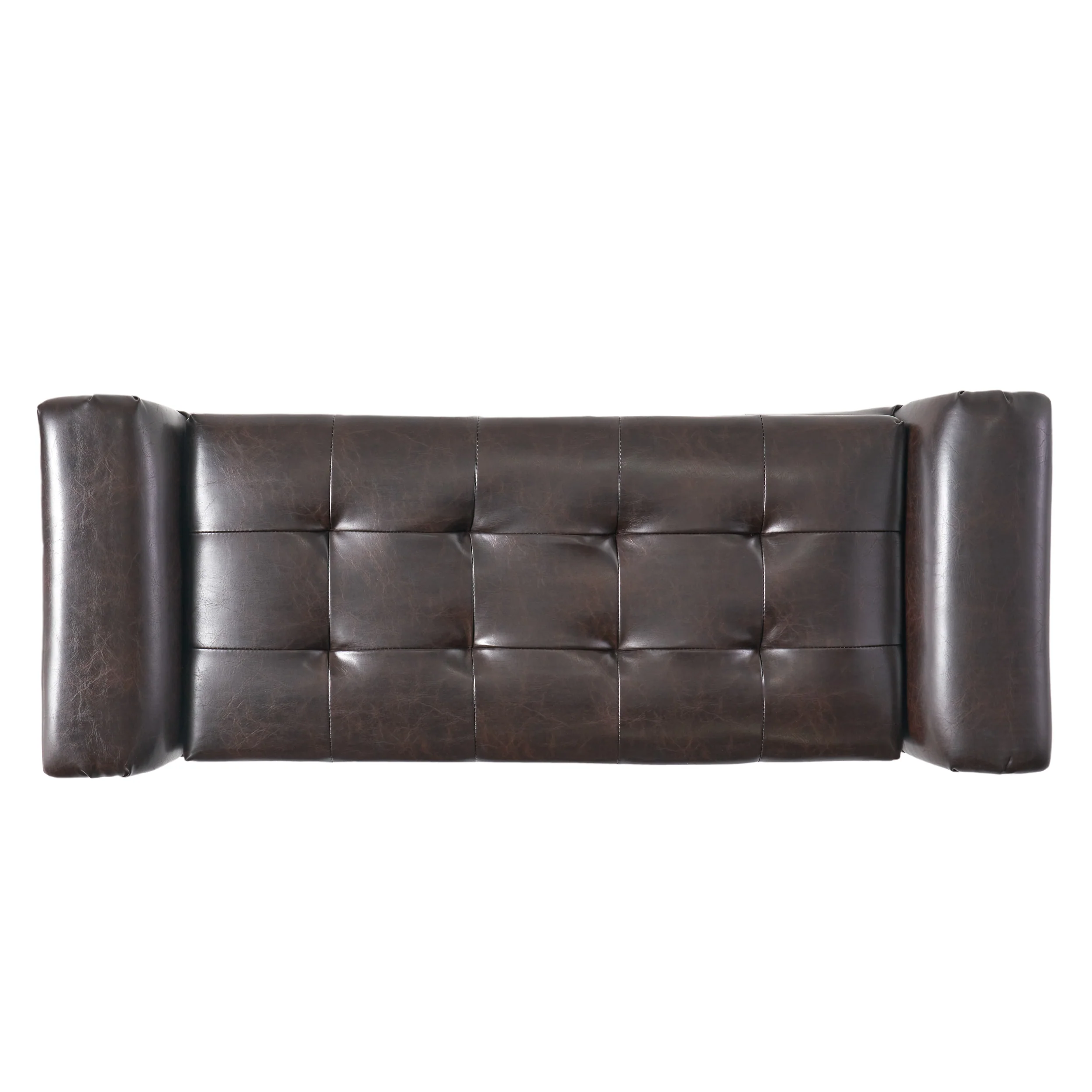 James Brown Tufted Leather Armed Storage Ottoman Bench - furnishings