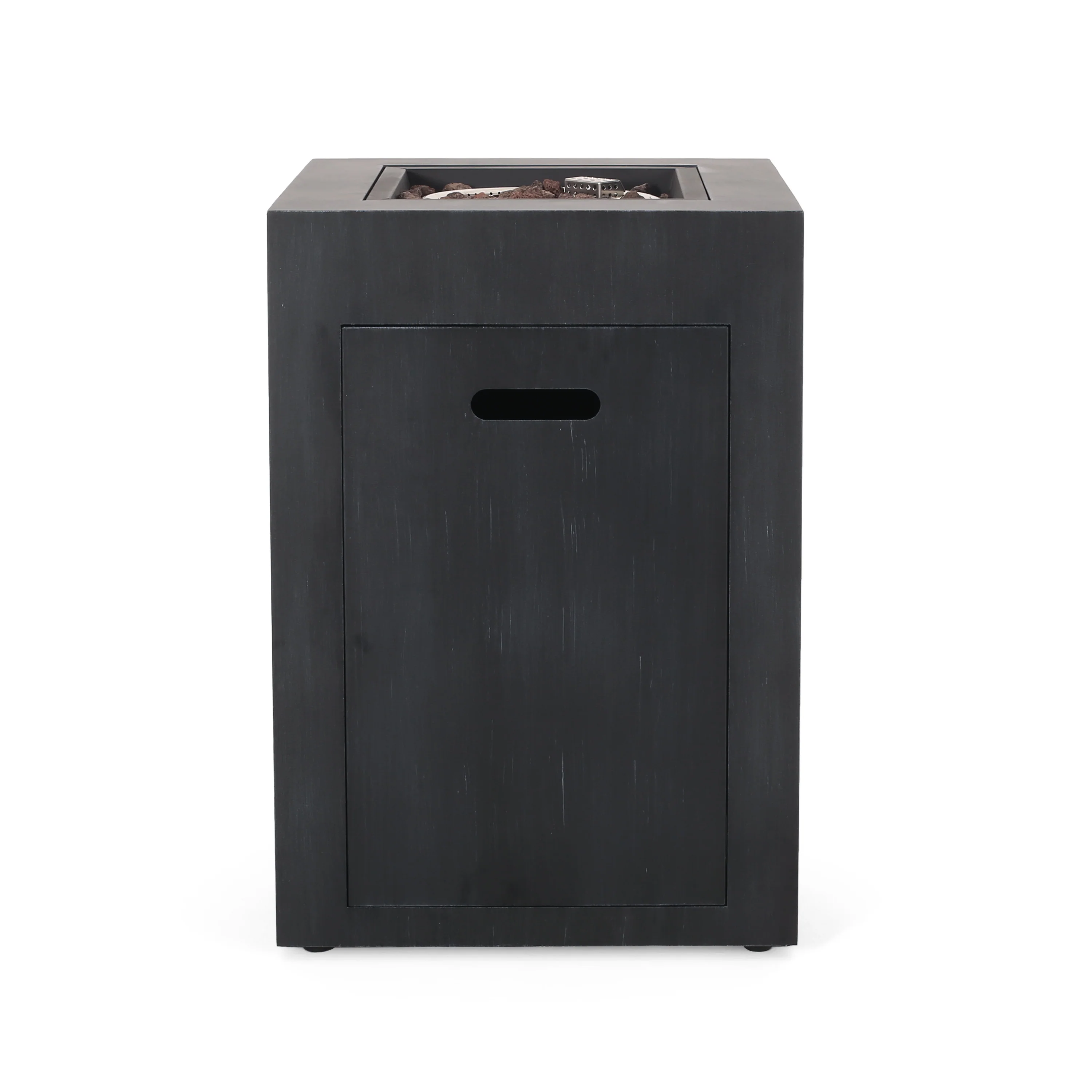 Jasmine Outdoor 30,000 BTU Square Fire Column, Brushed Black - furnishings