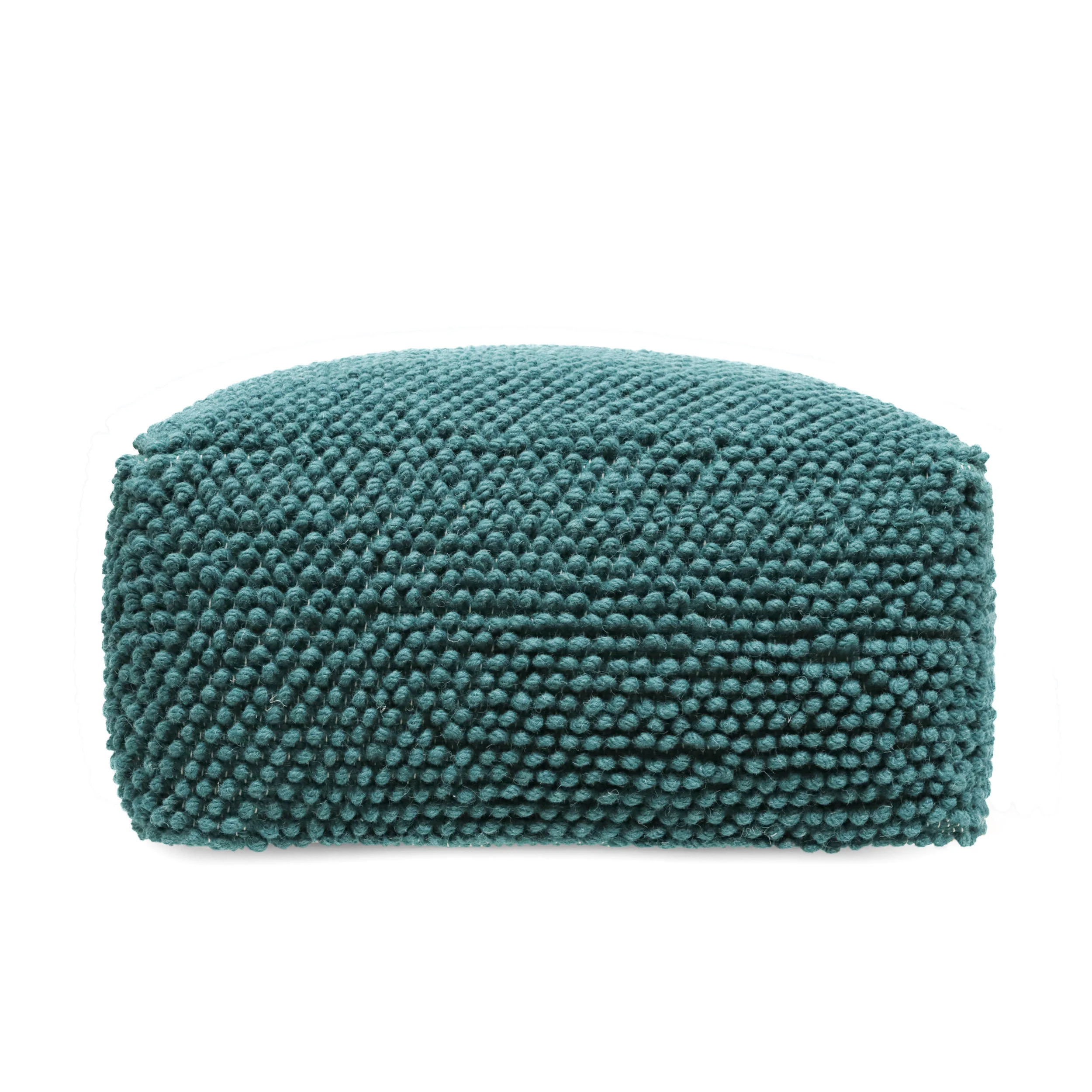 Wilsey Boho Handcrafted Tufted Fabric Square Pouf - furnishings
