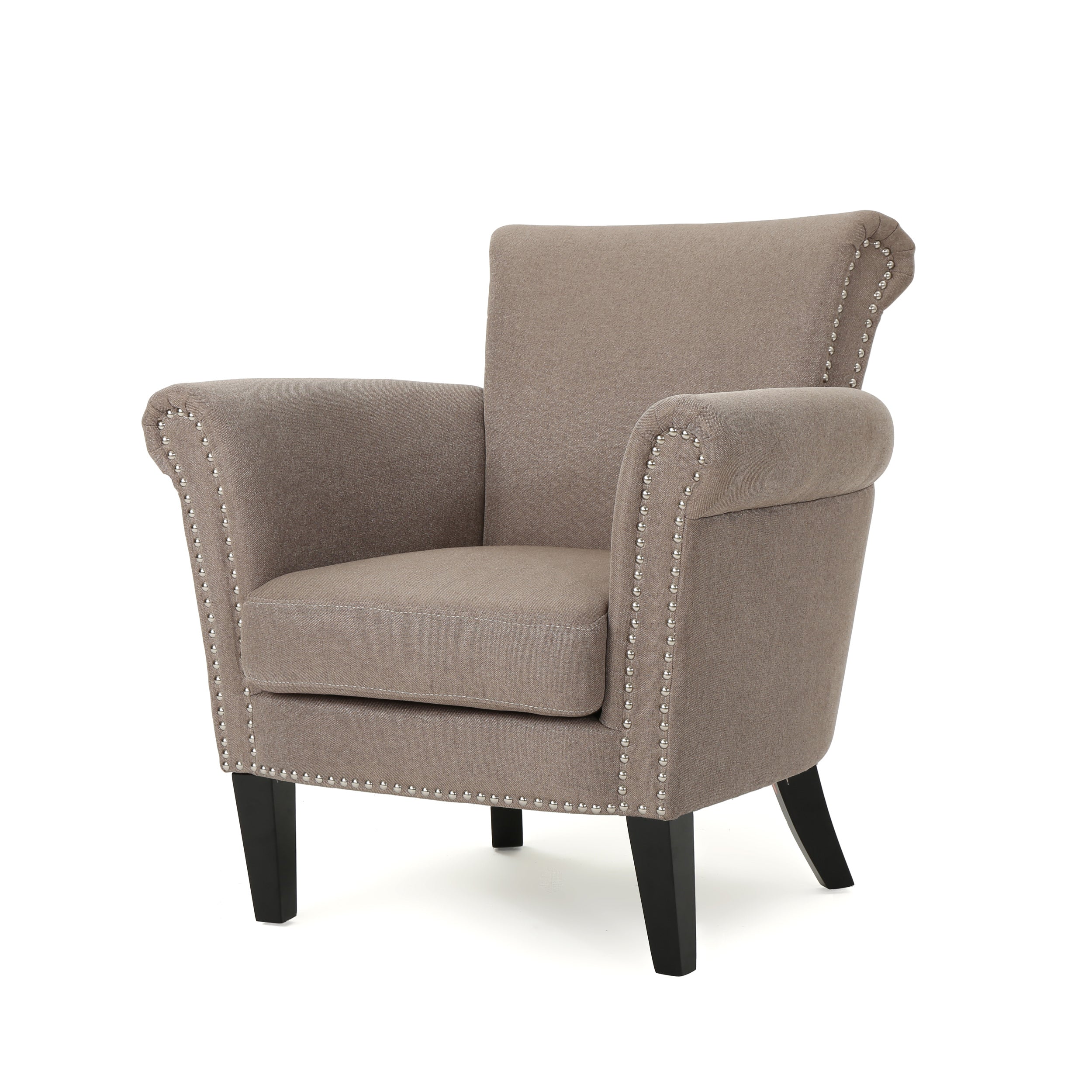 Brice Contemporary Scroll Arm Club Chair with Nailhead Trim - furnishings