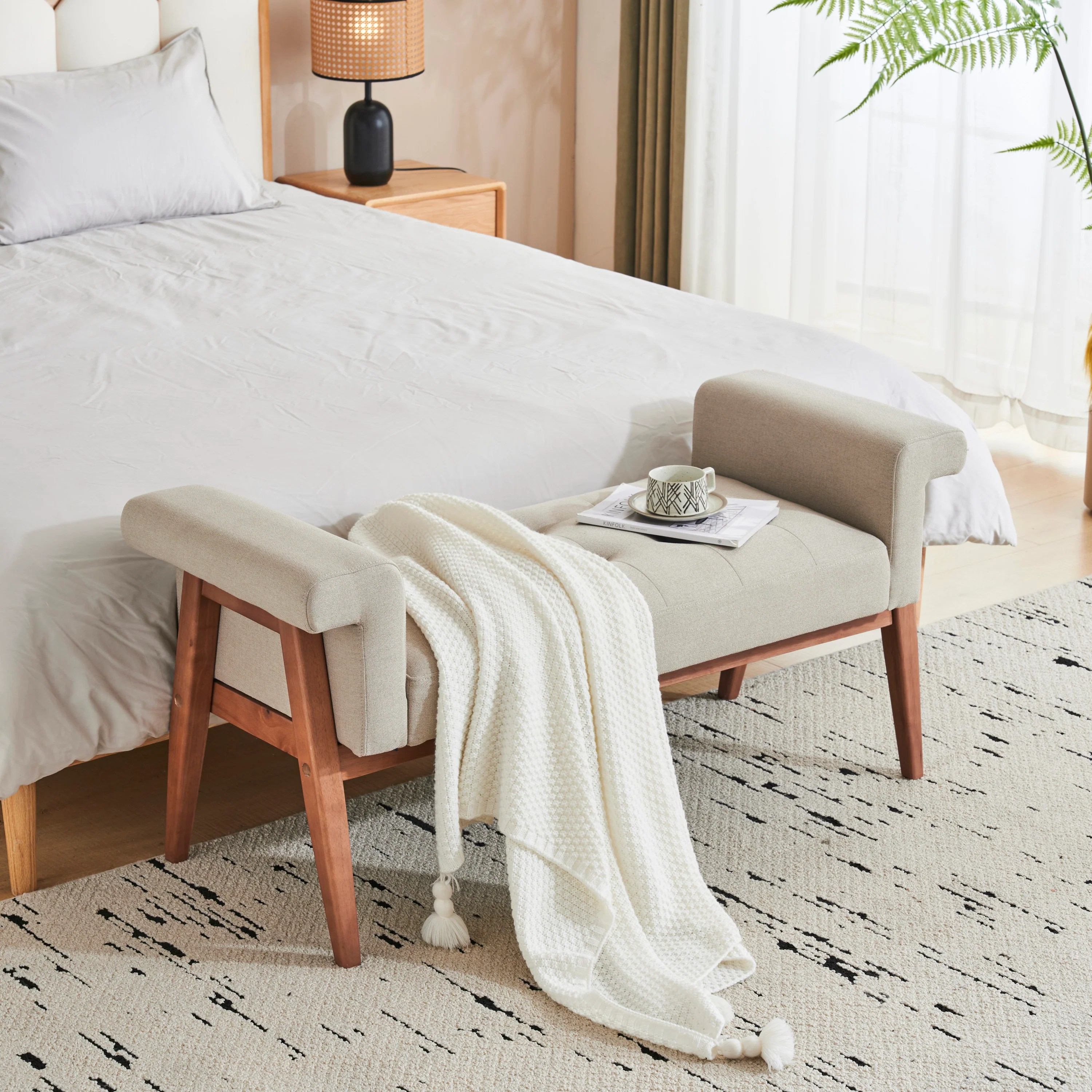 Isidorer Modern Upholstered Ottoman Bench with Tufting - furnishings