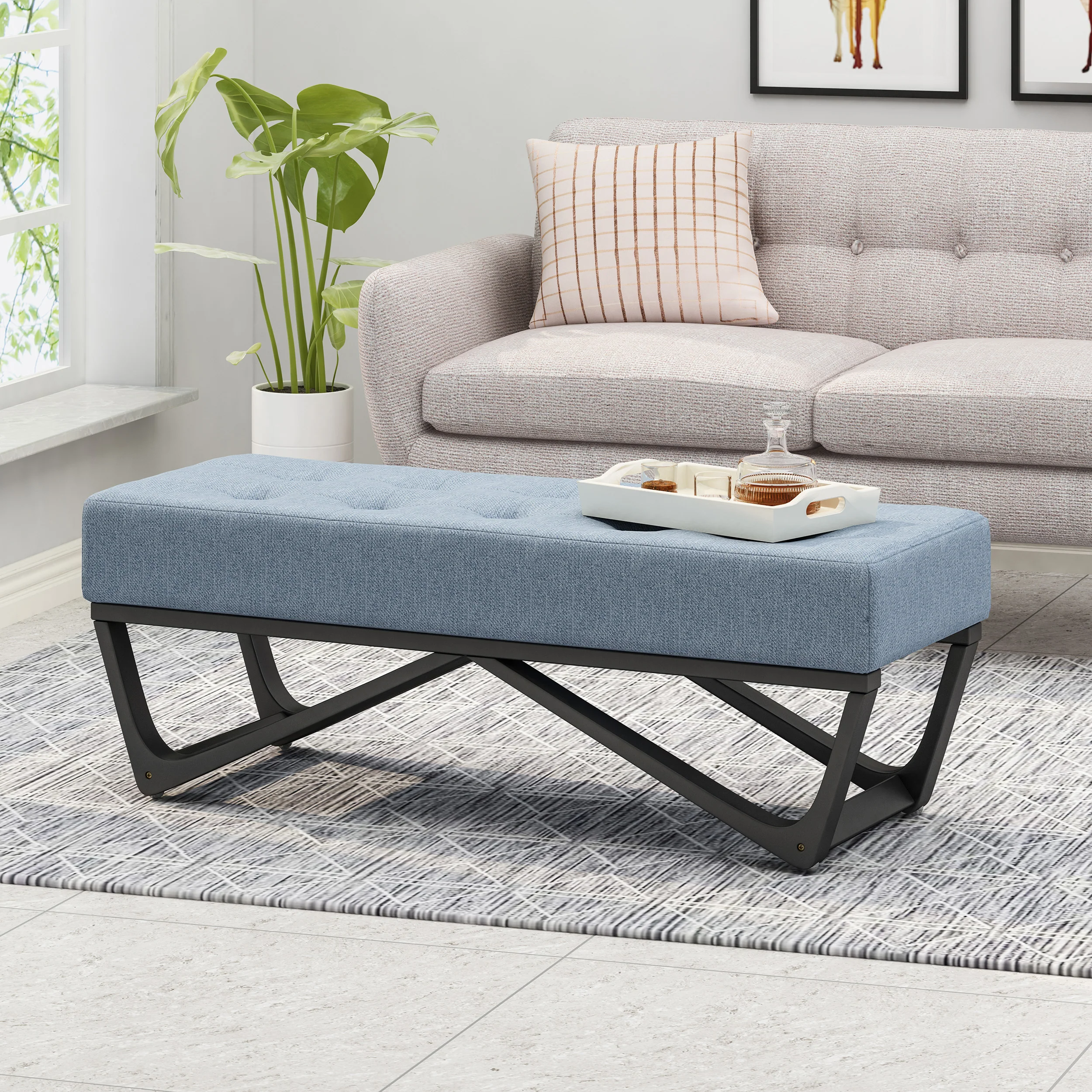 Emily Contemporary Fabric Ottoman Bench - furnishings