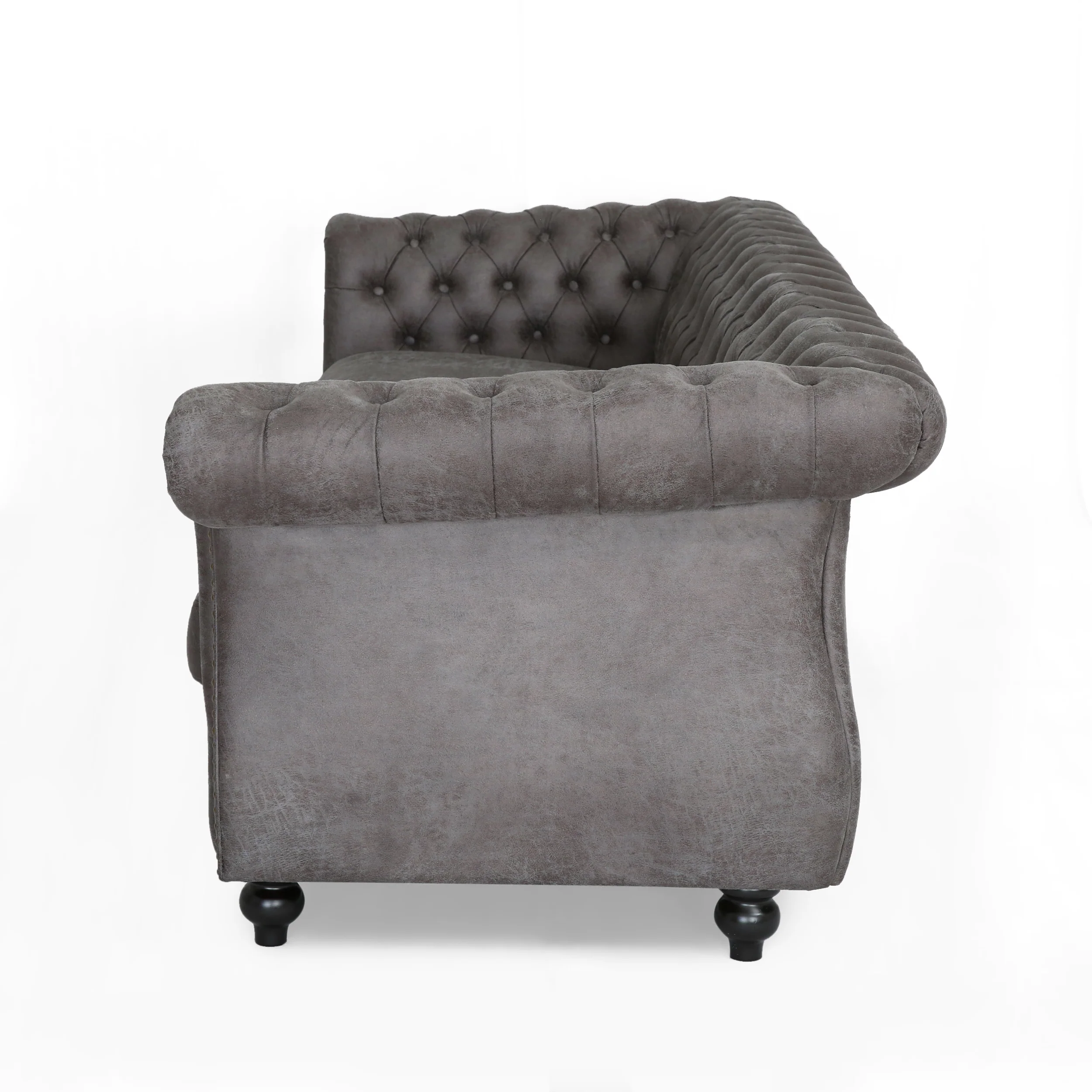 Vita Chesterfield Tufted Microfiber Sofa with Scroll Arms - furnishings